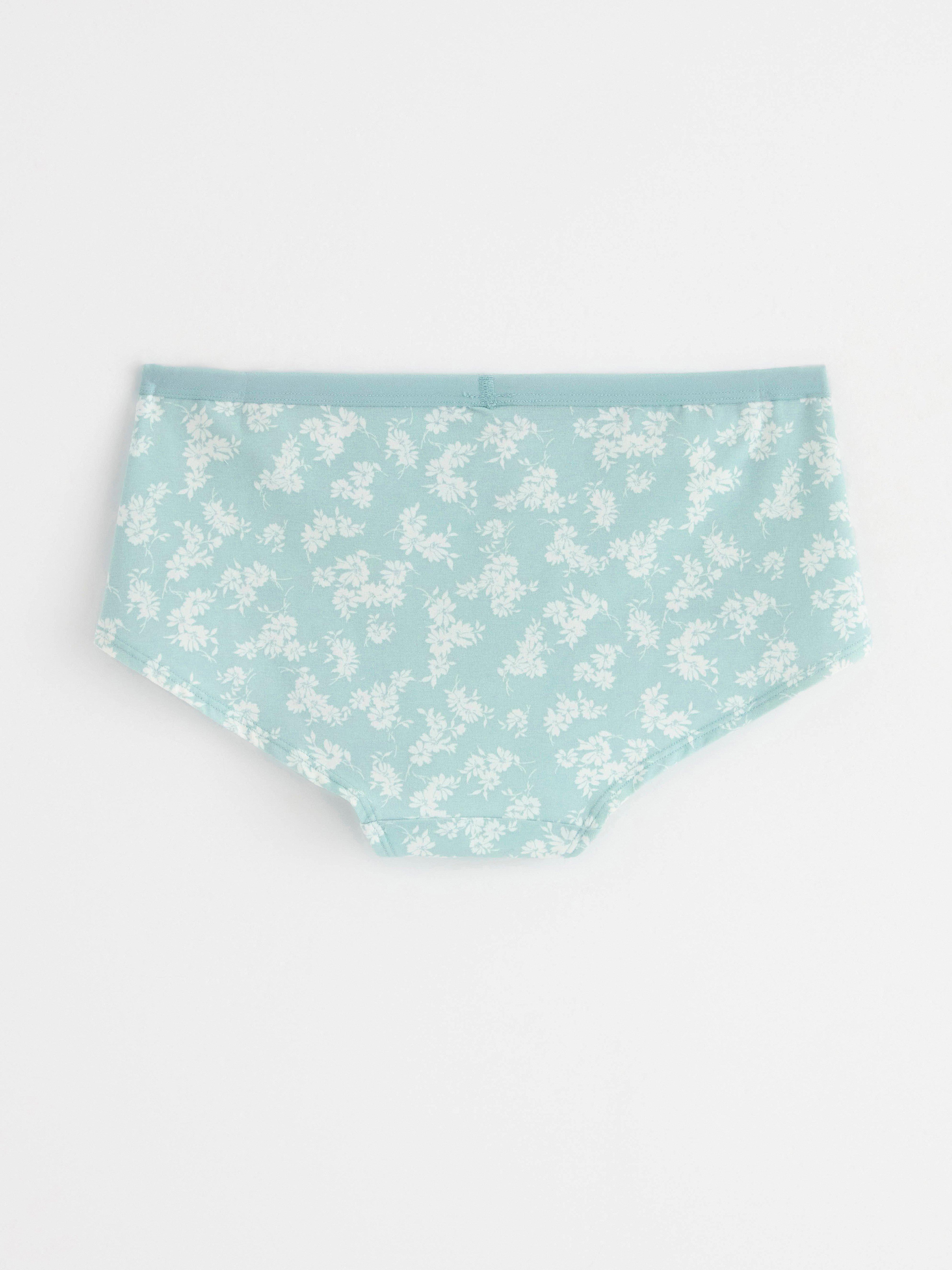 Regular waist briefs with flowers Light Dusty Turquoise