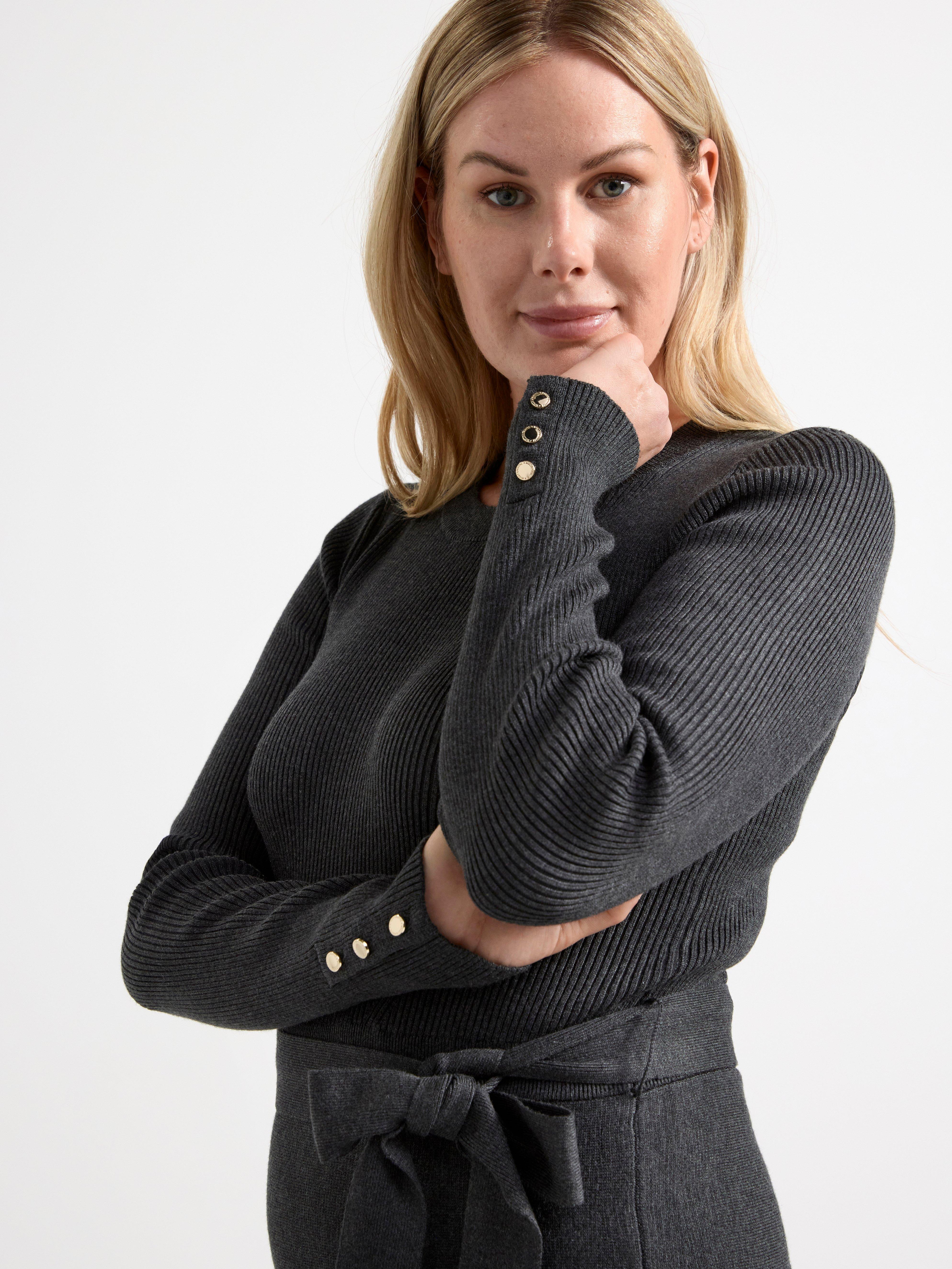 Knitted long sleeve dress Dark Grey Melange