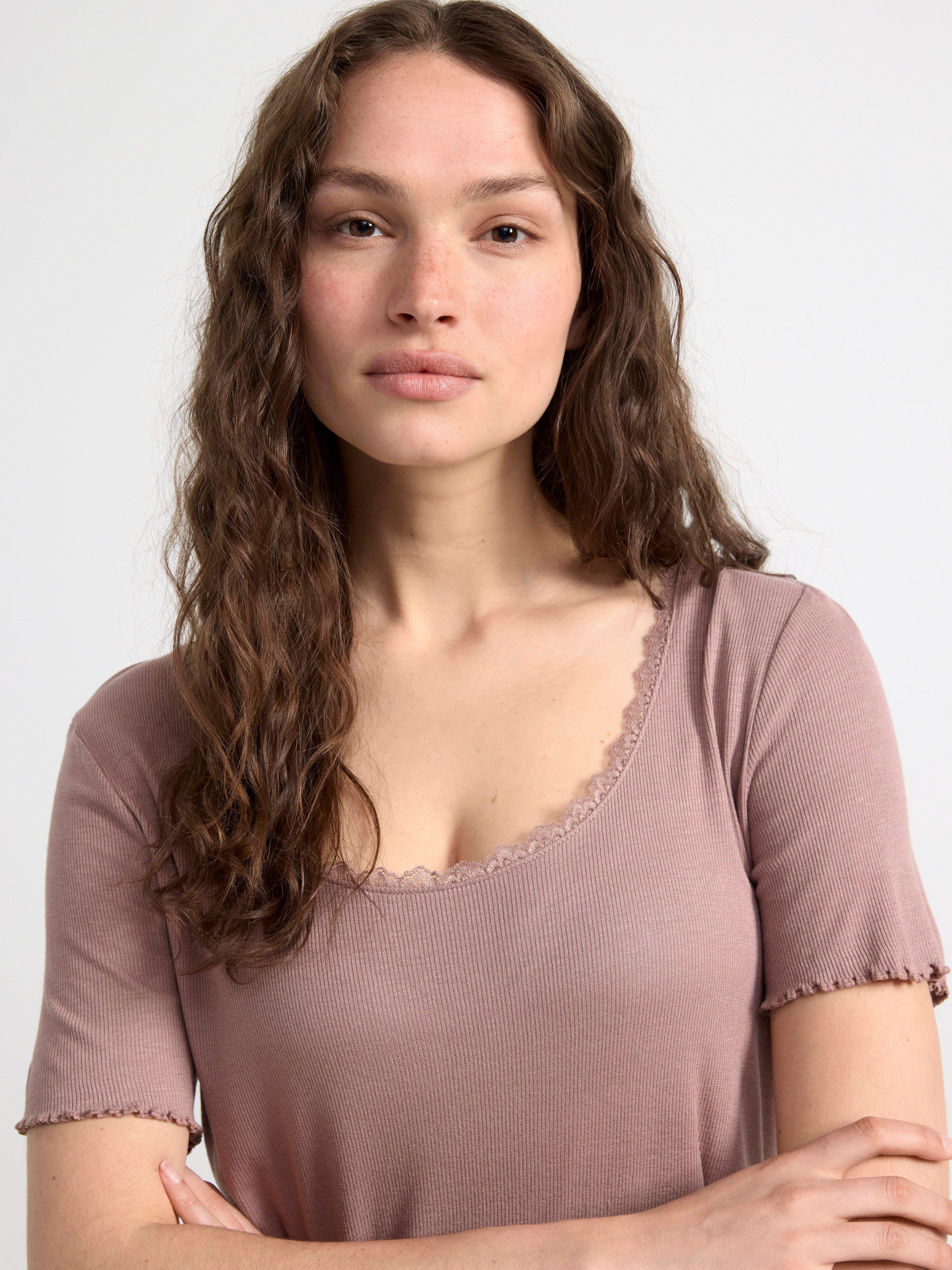 Short sleeve pyjama top Dark Dusty Pink