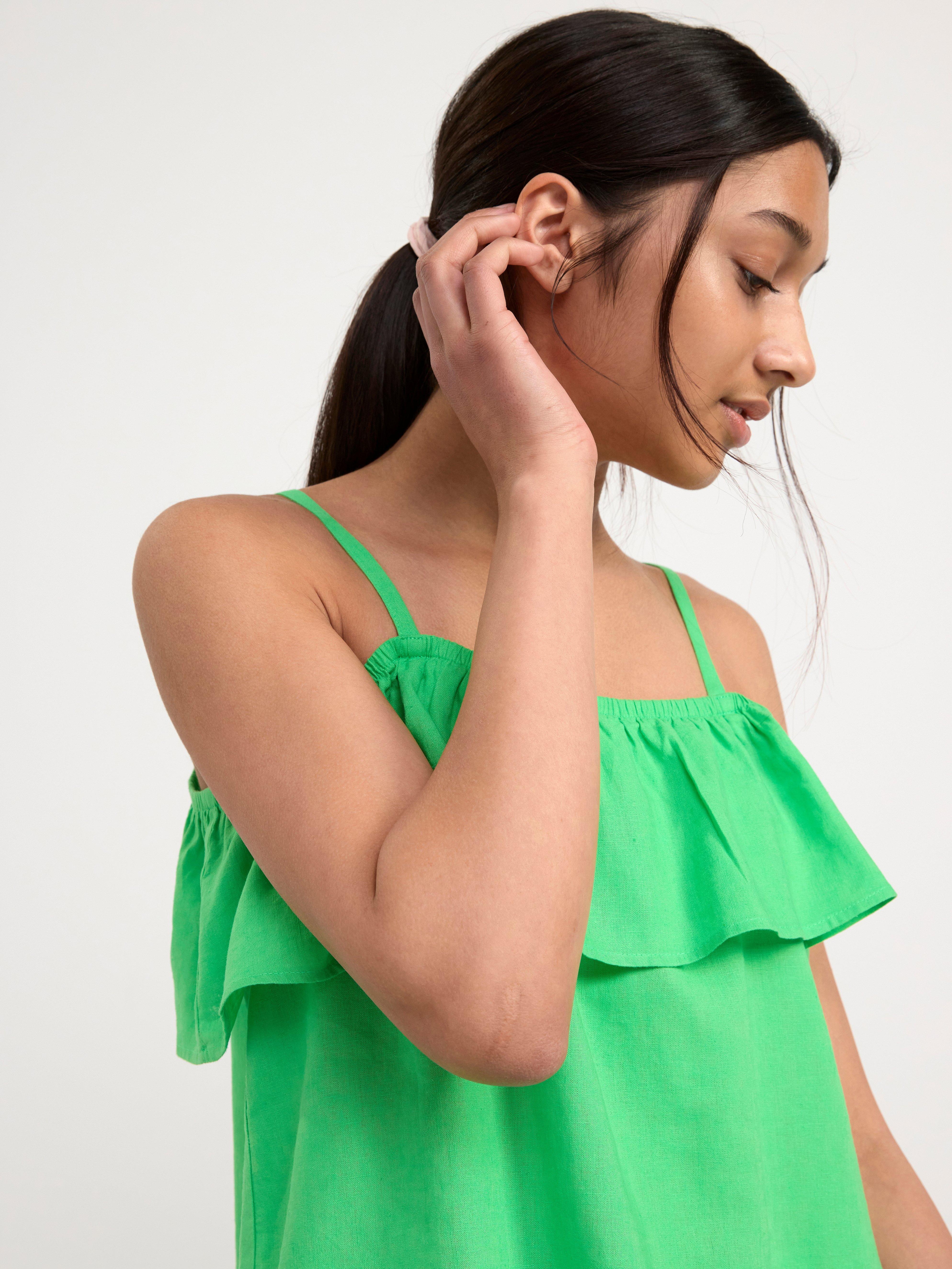 Linen blend blouse Green