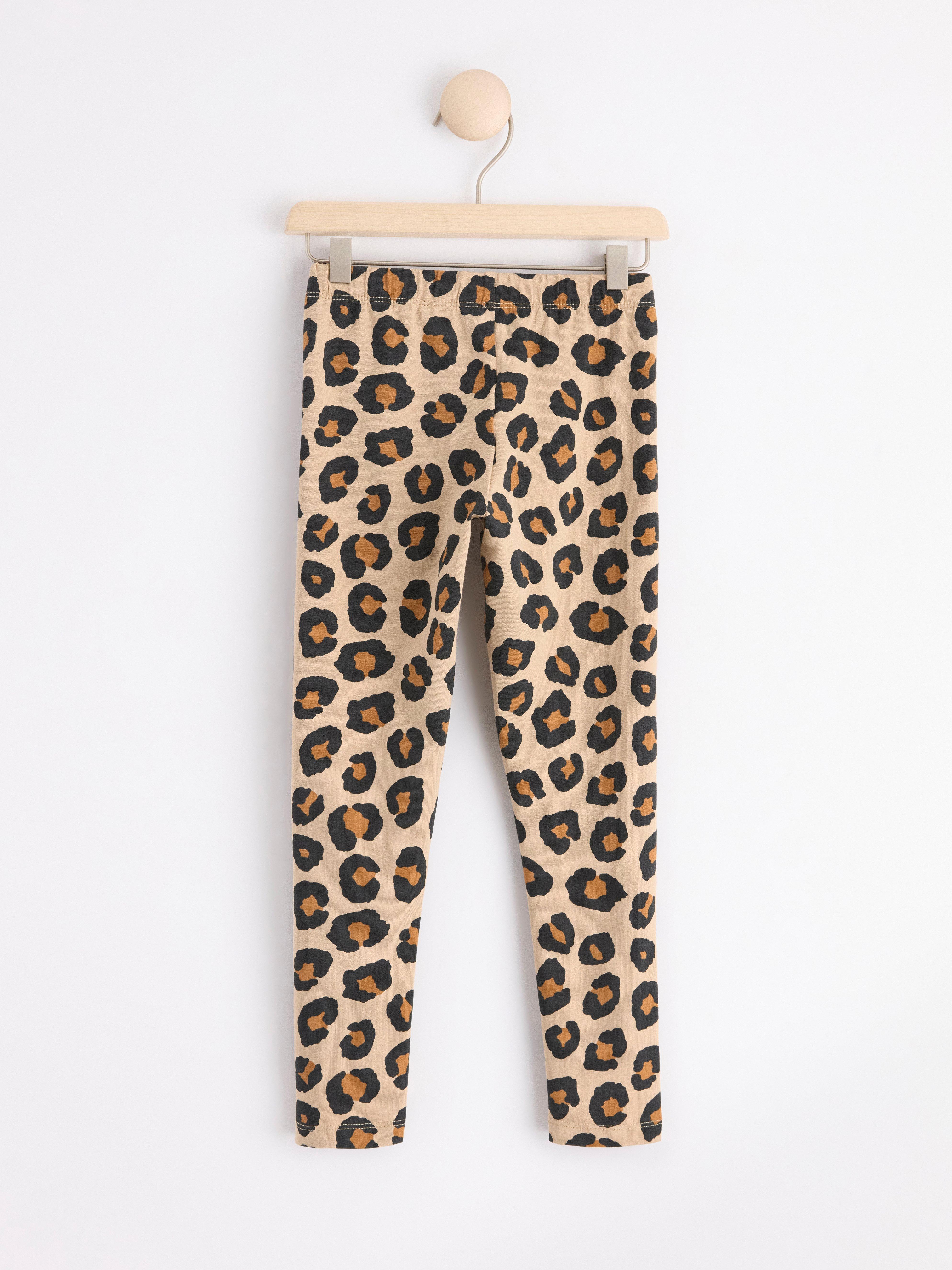 Leggings with leo print Beige