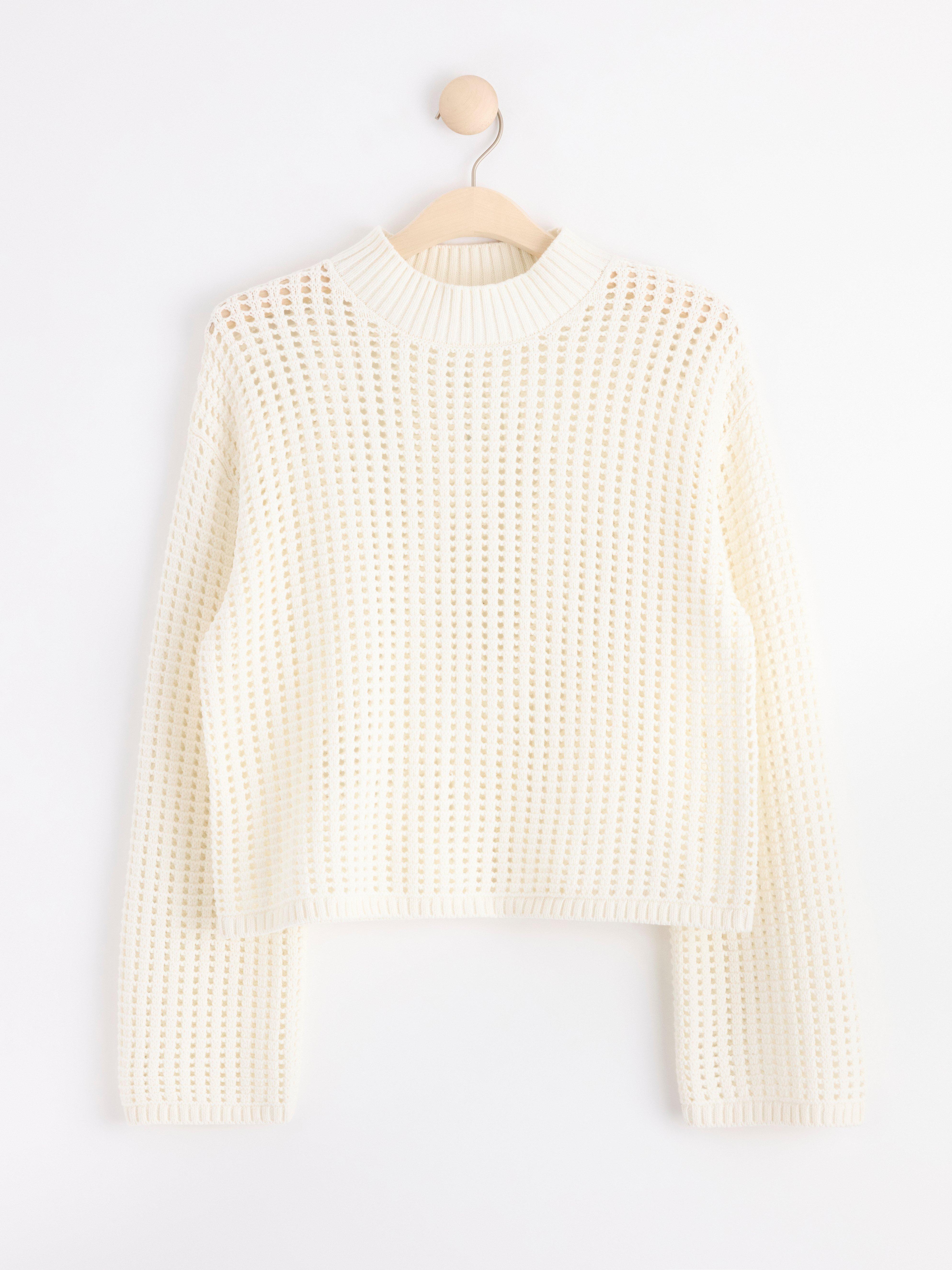 Hole knitted jumper Light Dusty White