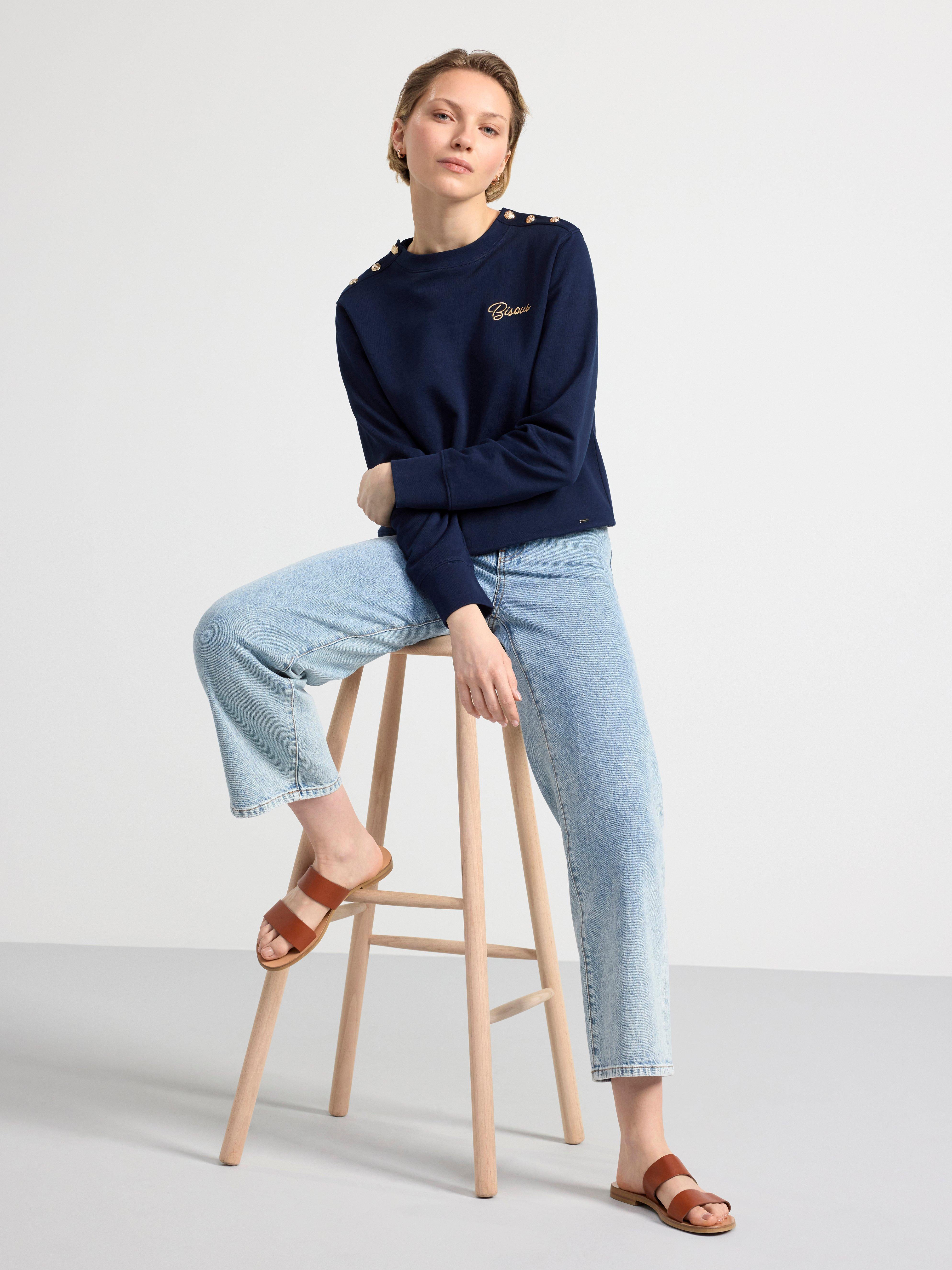 Sweatshirt with golden details Navy