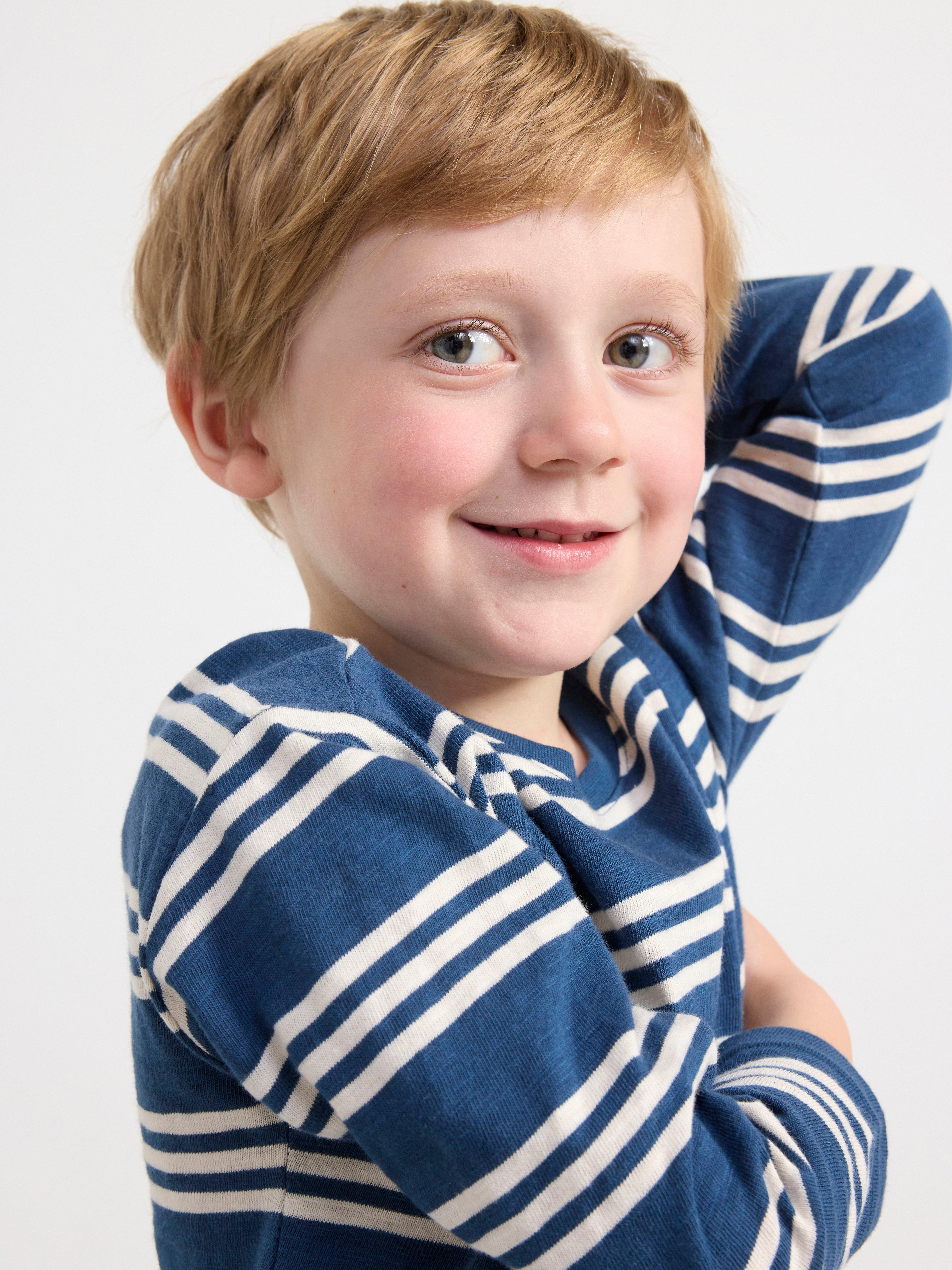 Long sleeve top with stripes Dark Dusty Blue
