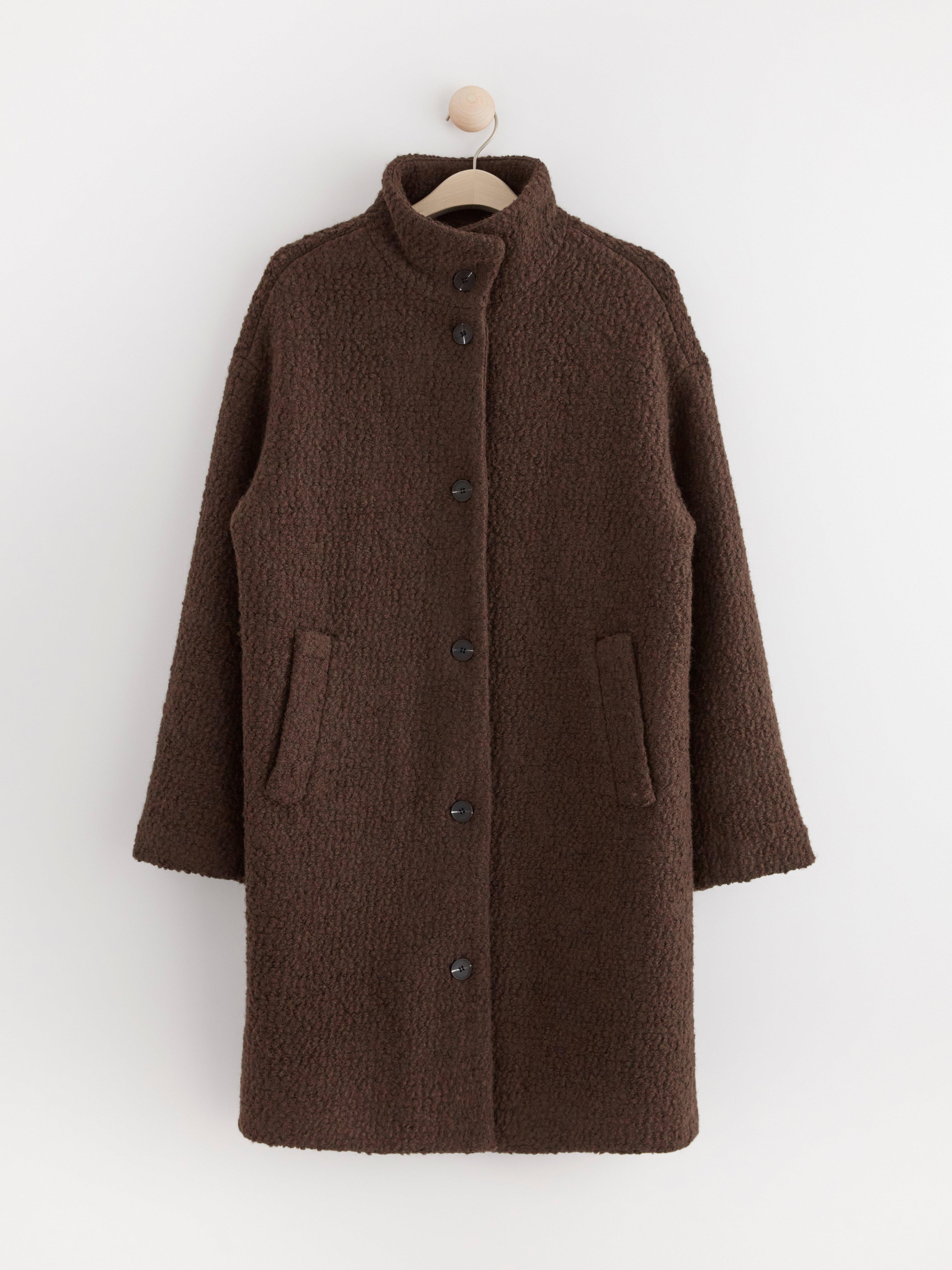 Coat in wool blend Dark Brown