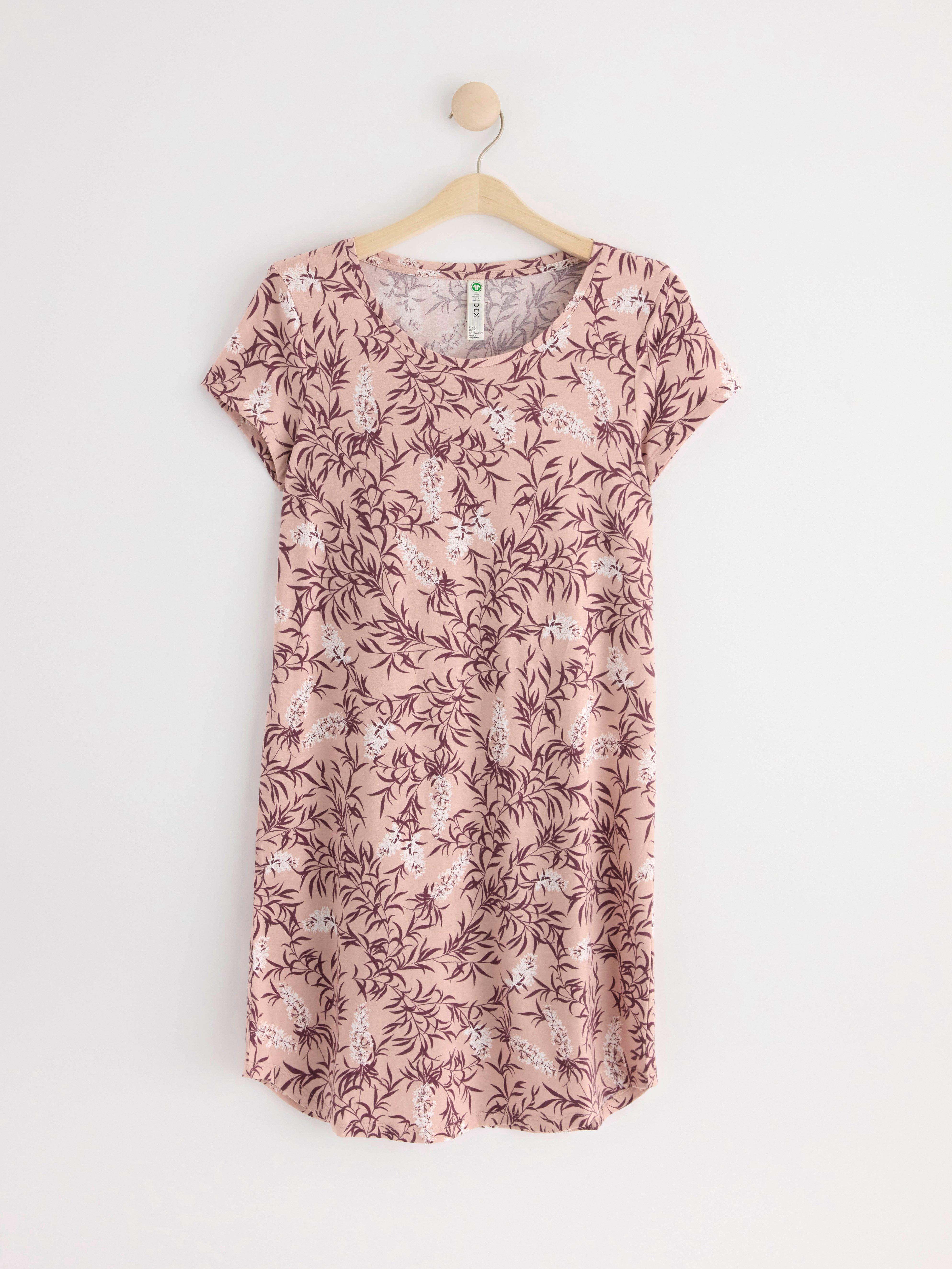 Night dress with flowers Light Dusty Pink