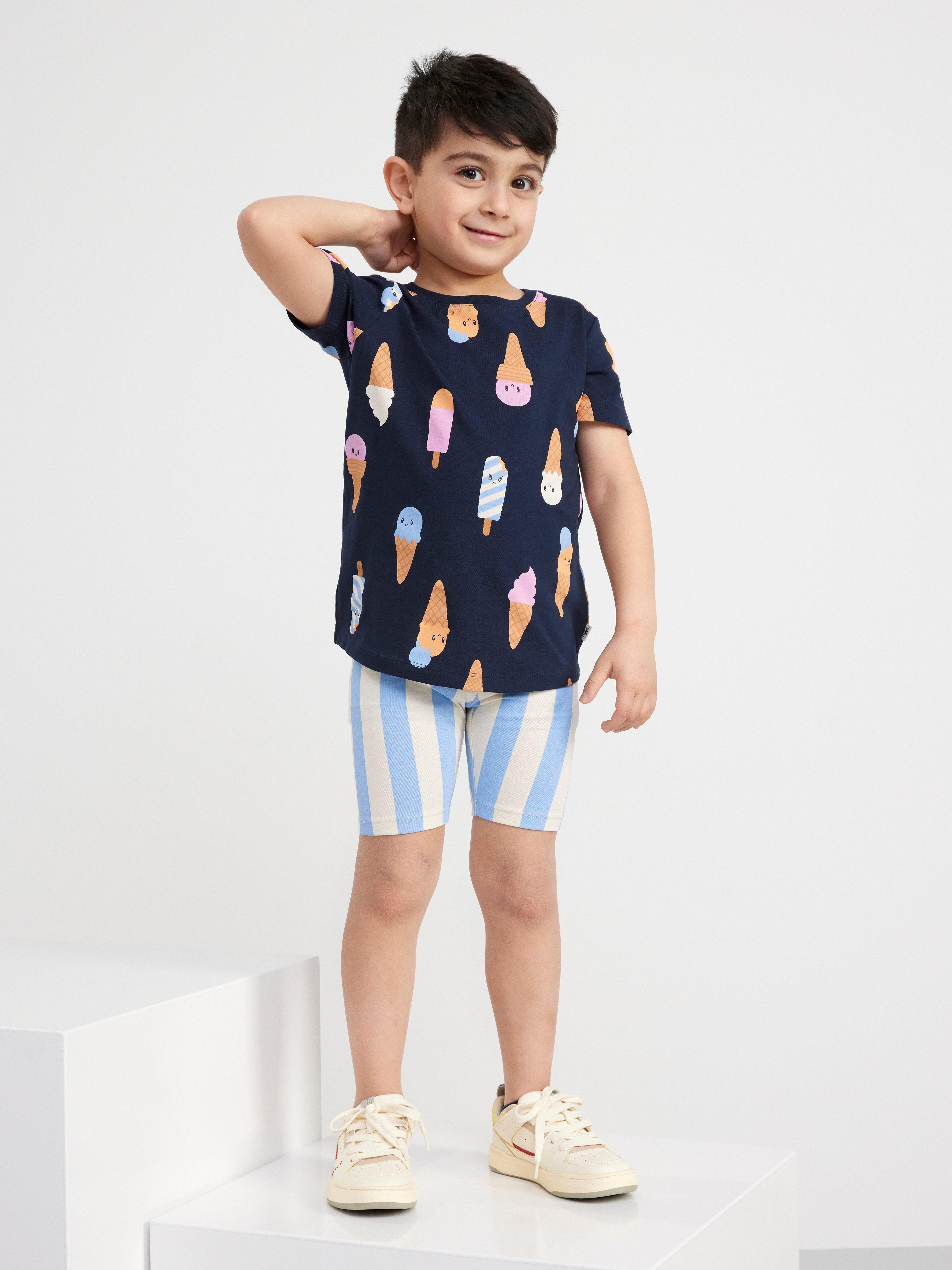 Short sleeve top with ice cream print Dark Navy