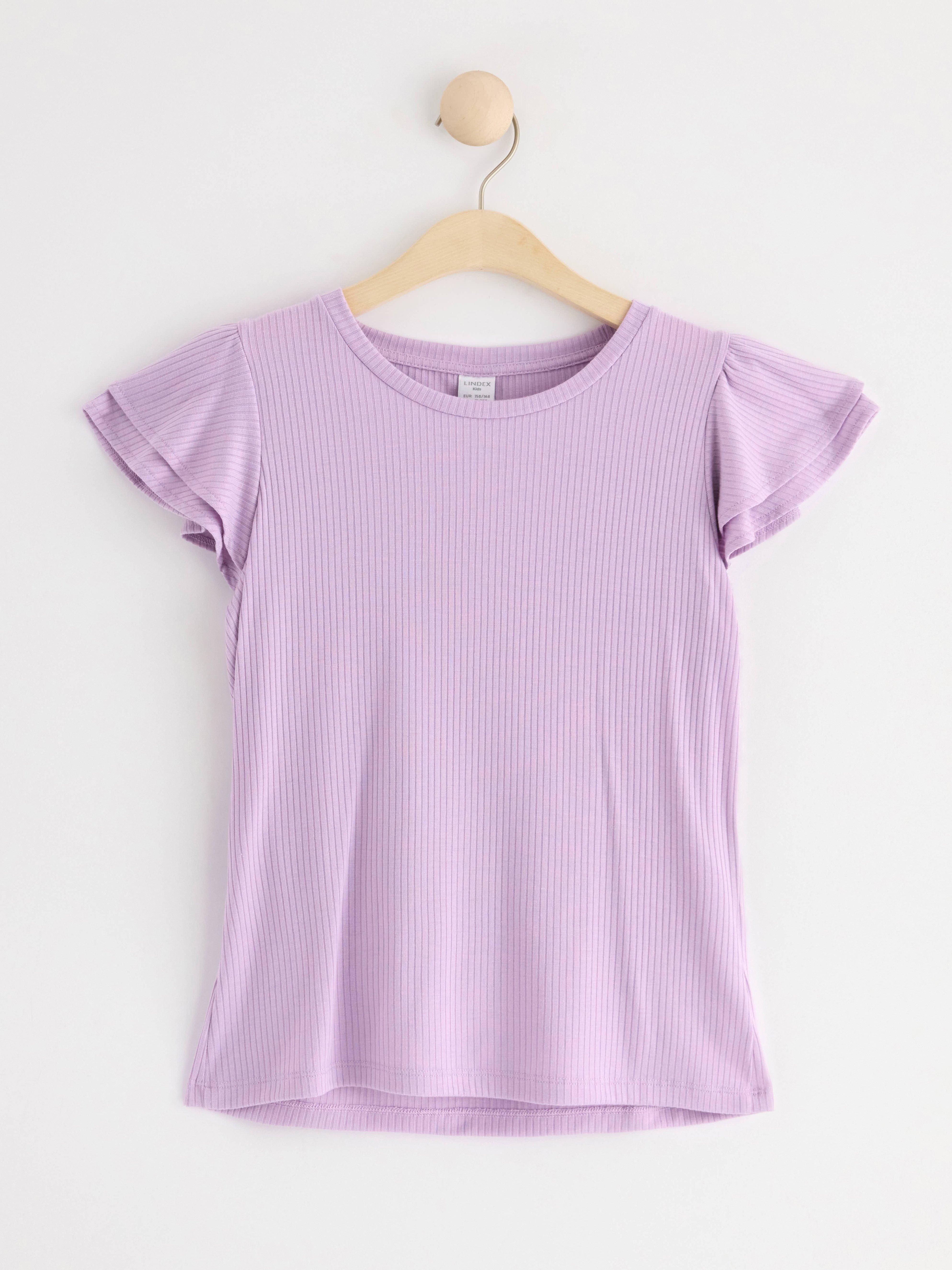 Short sleeve top with flounce Light Lilac