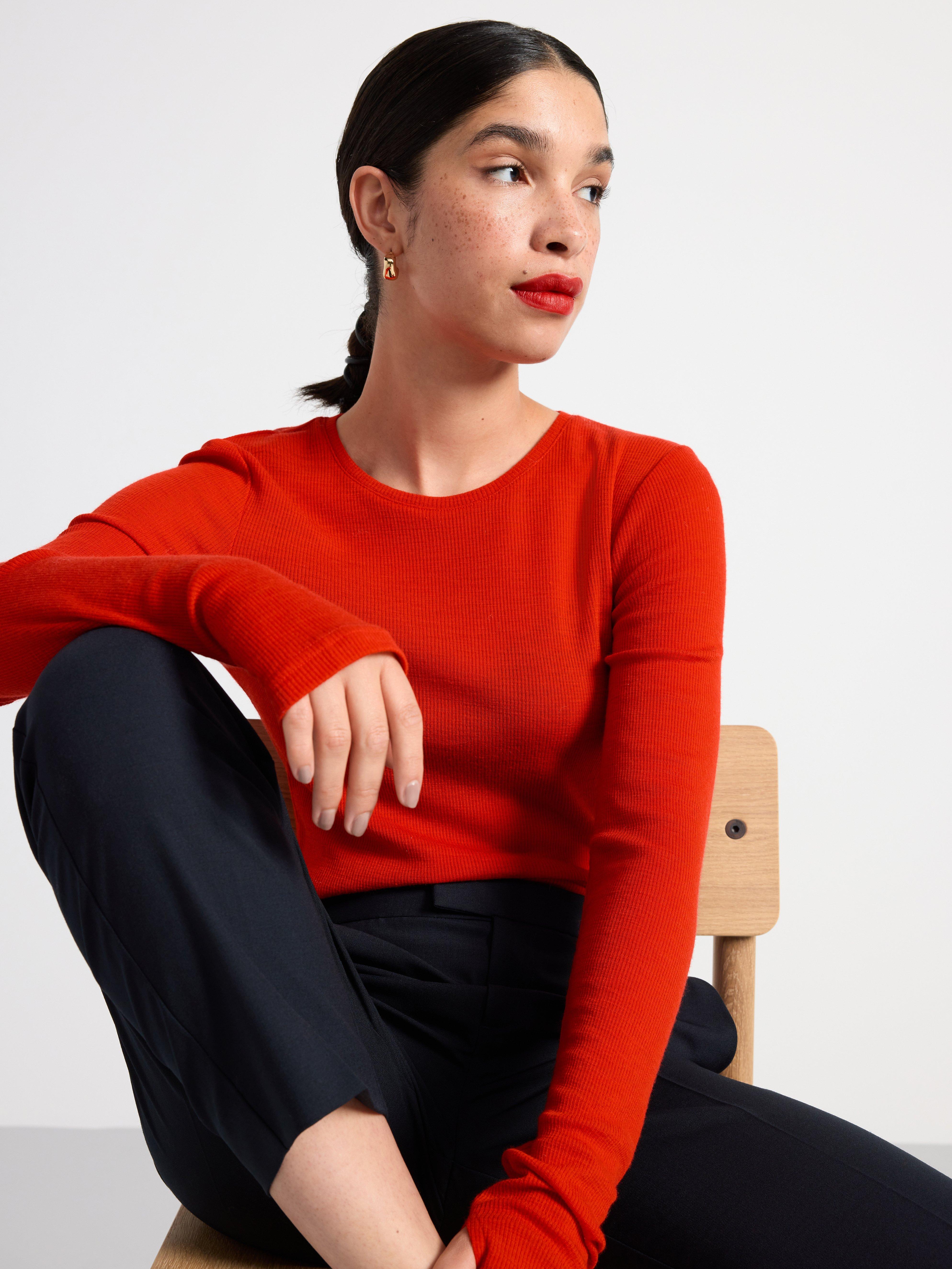 POLLY Straight cropped trousers with regular waist Off Black