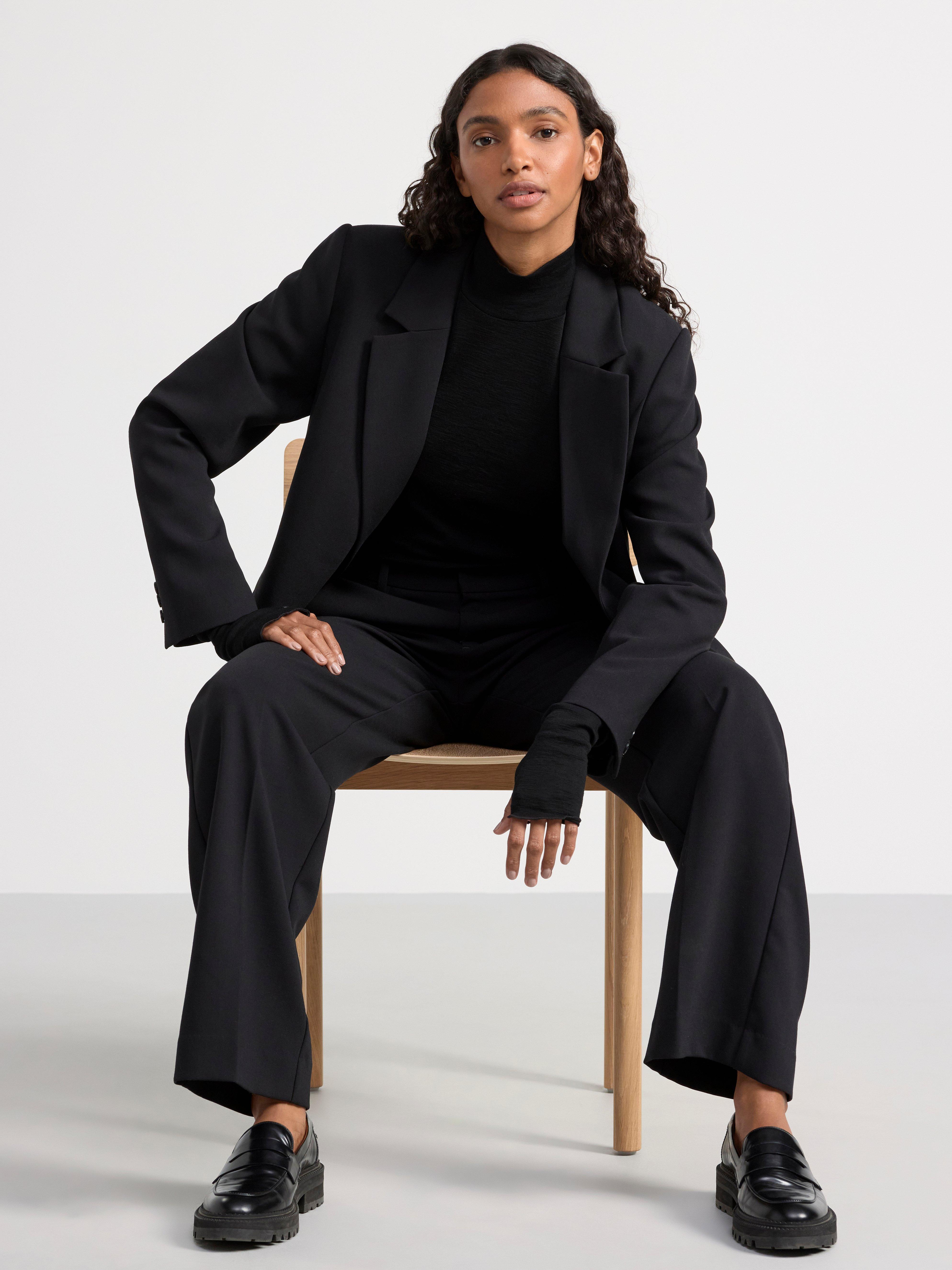 Long sleeve top in merino wool Black