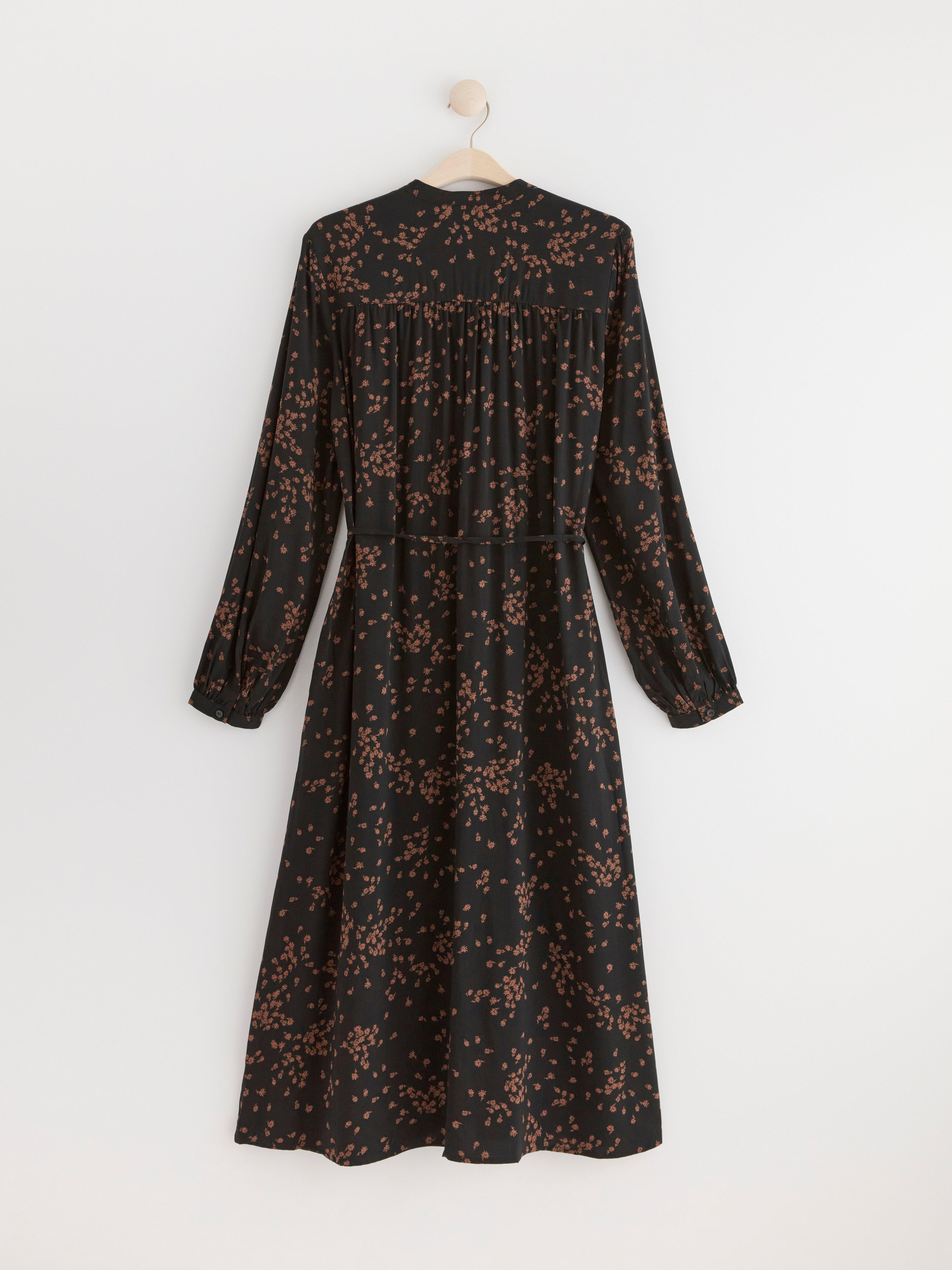 Long sleeve patterned dress Black