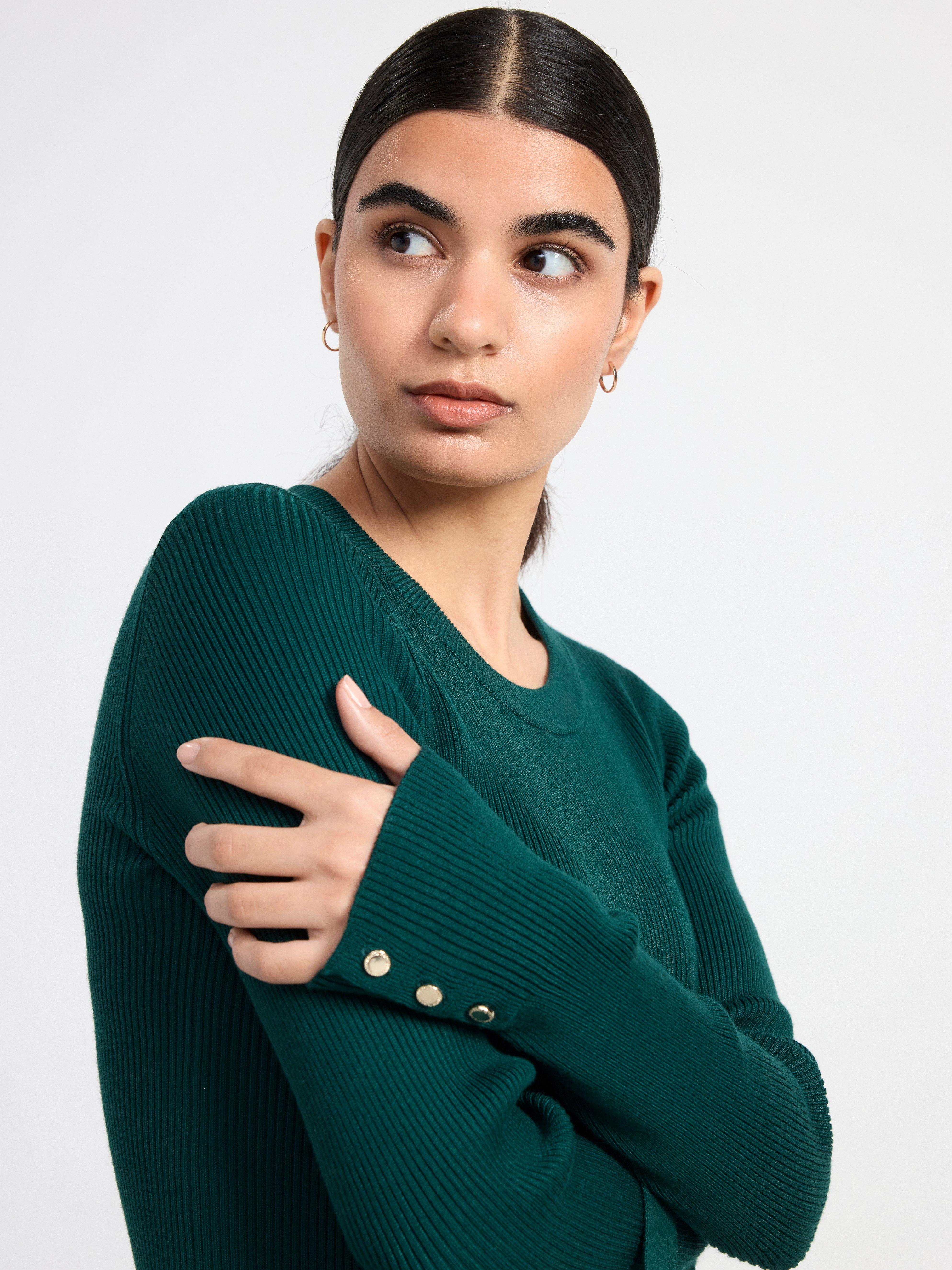 Knitted long sleeve dress Dark Green