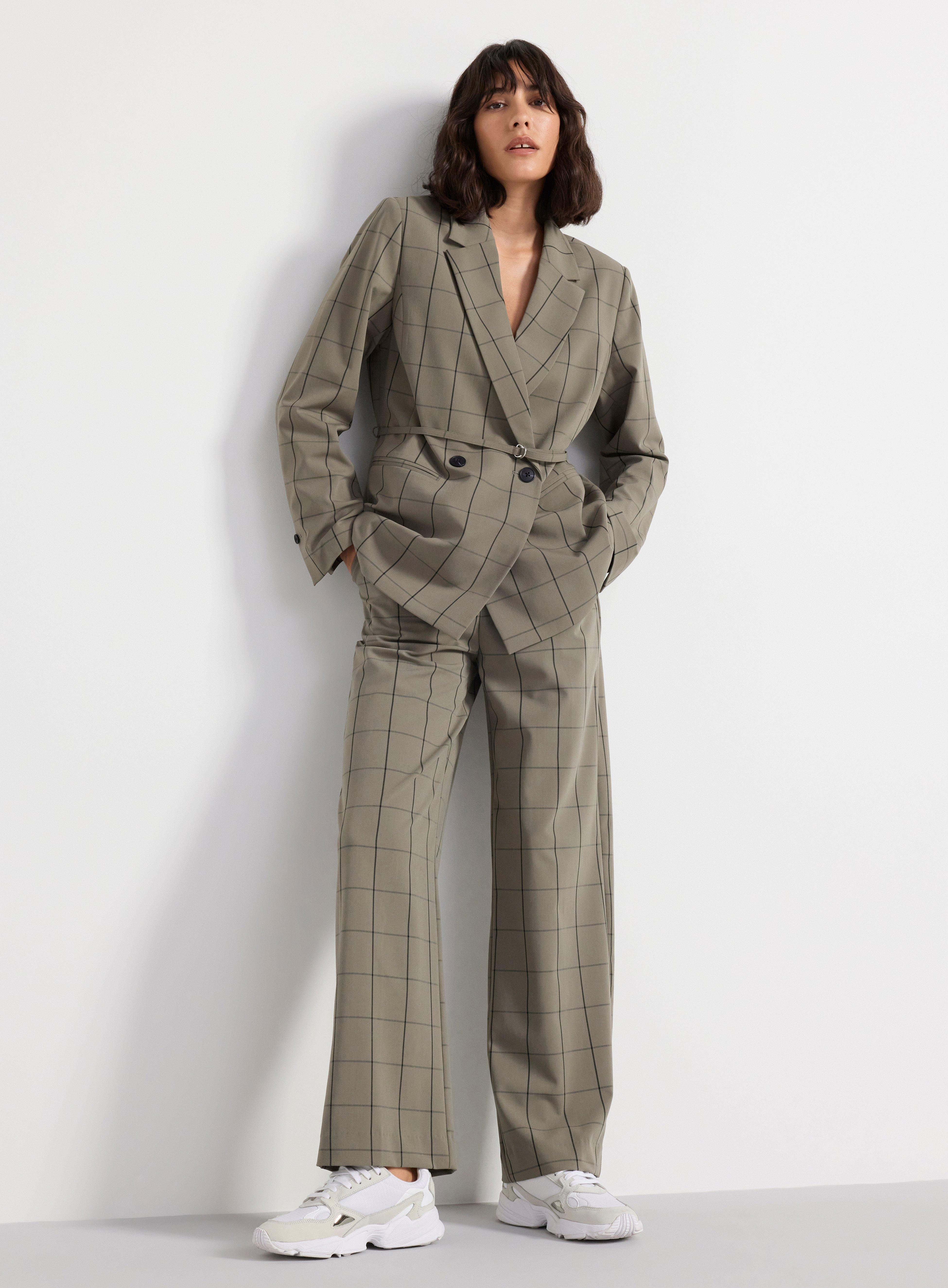 Trousers with high waist Dark Dusty Green