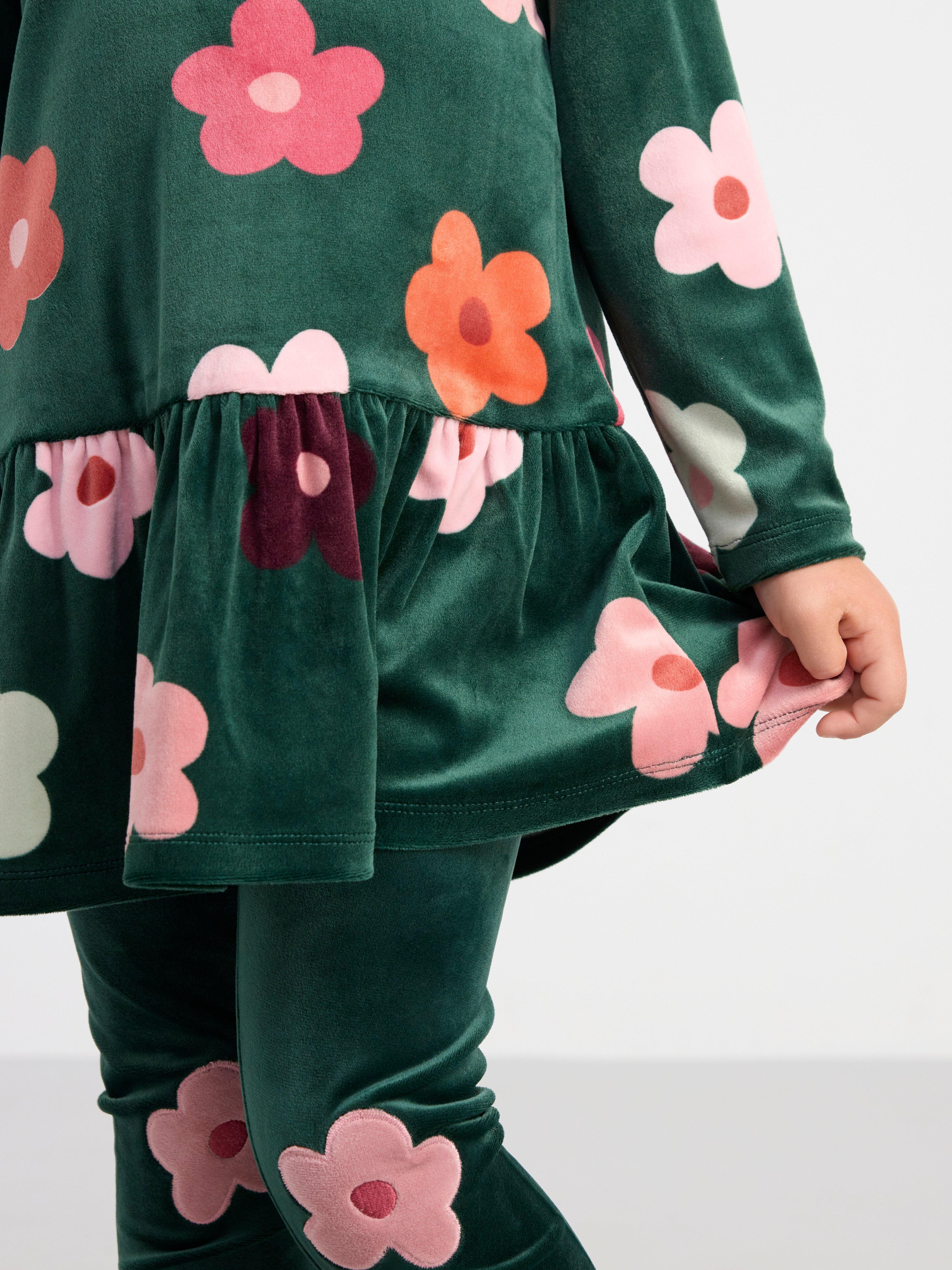 Tunic in velour with print Dark Dusty Green