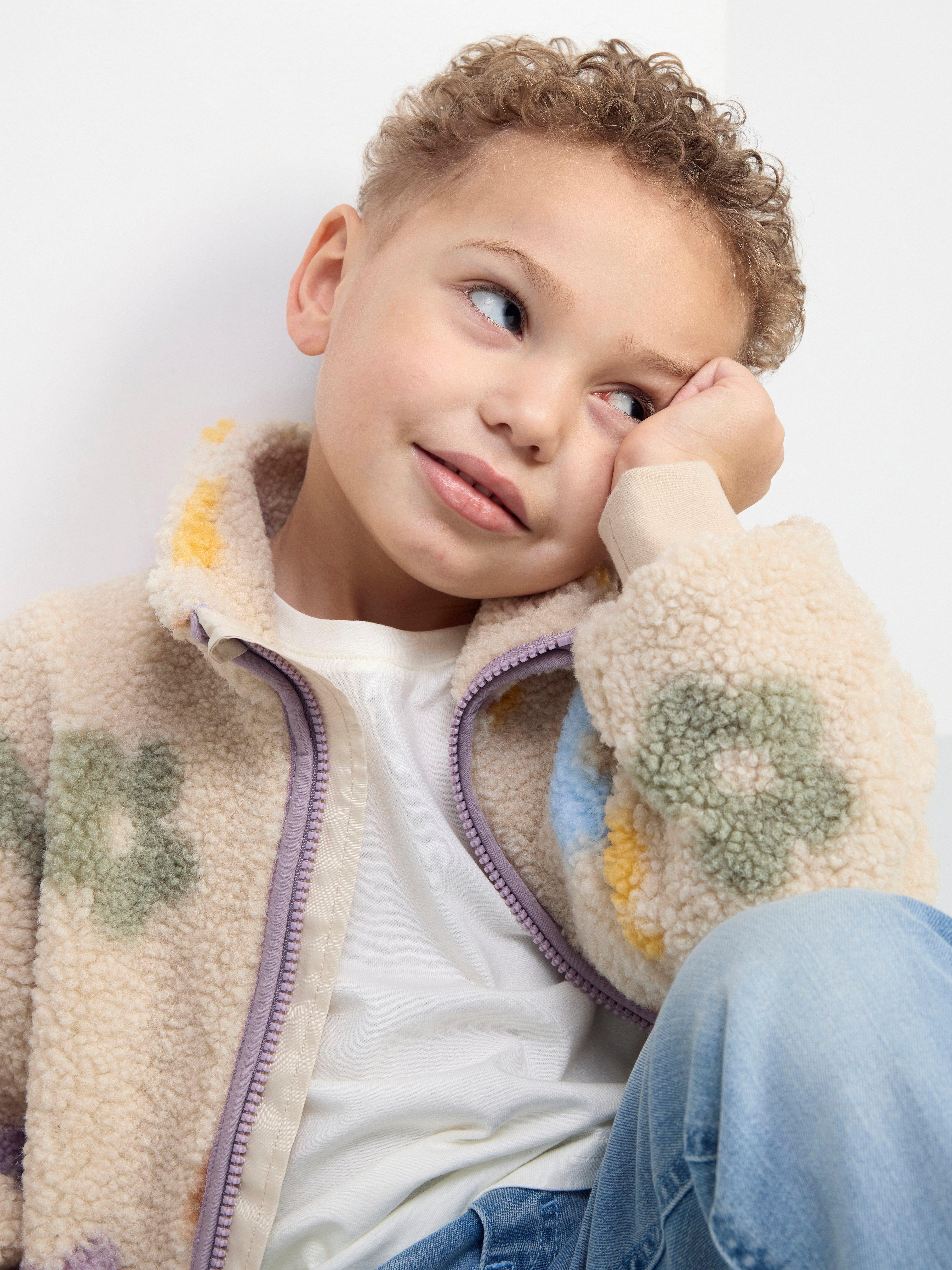 Pile jacket with pattern Light Dusty Lilac