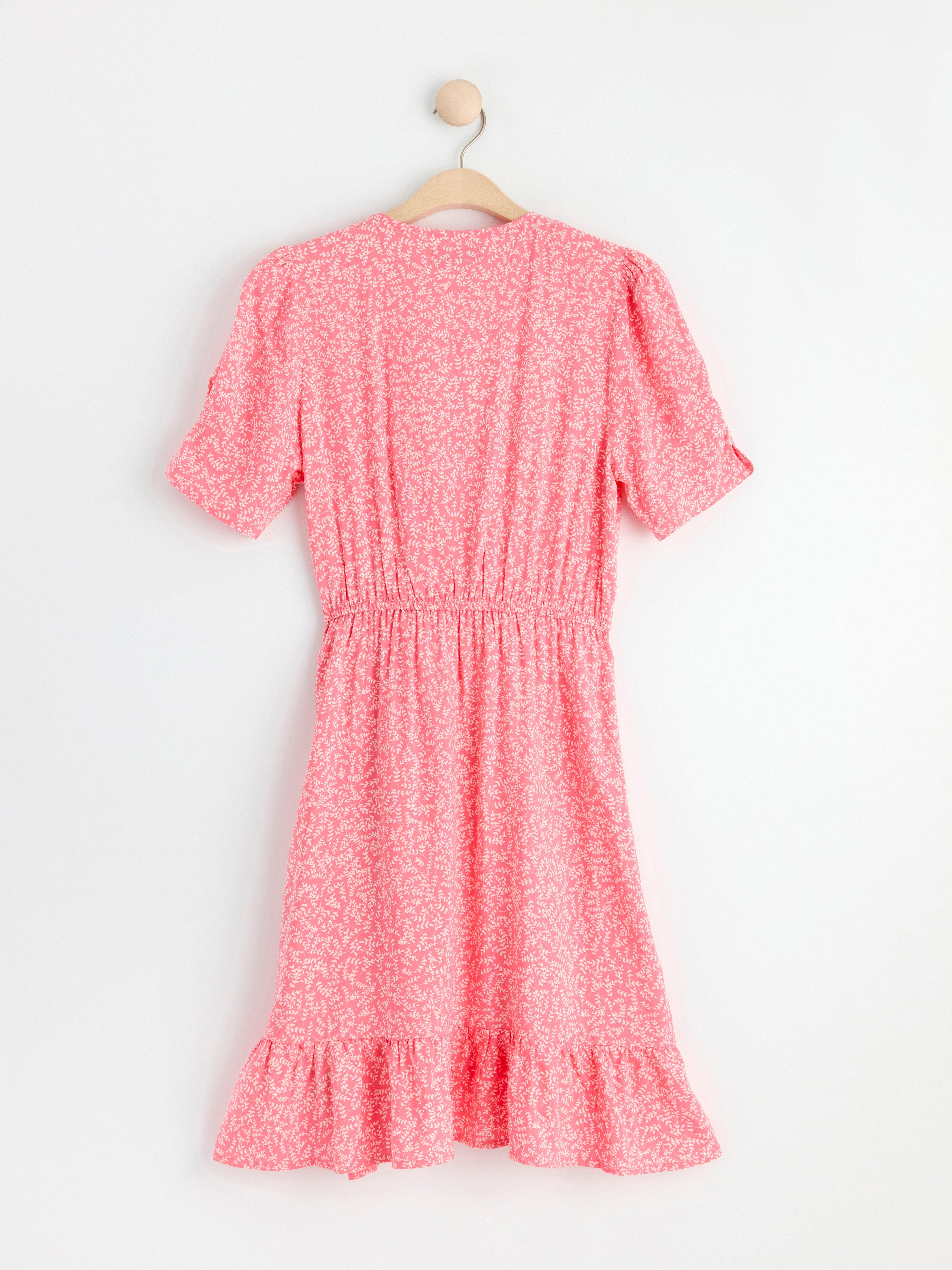 Patterned short sleeve dress Dark Pink