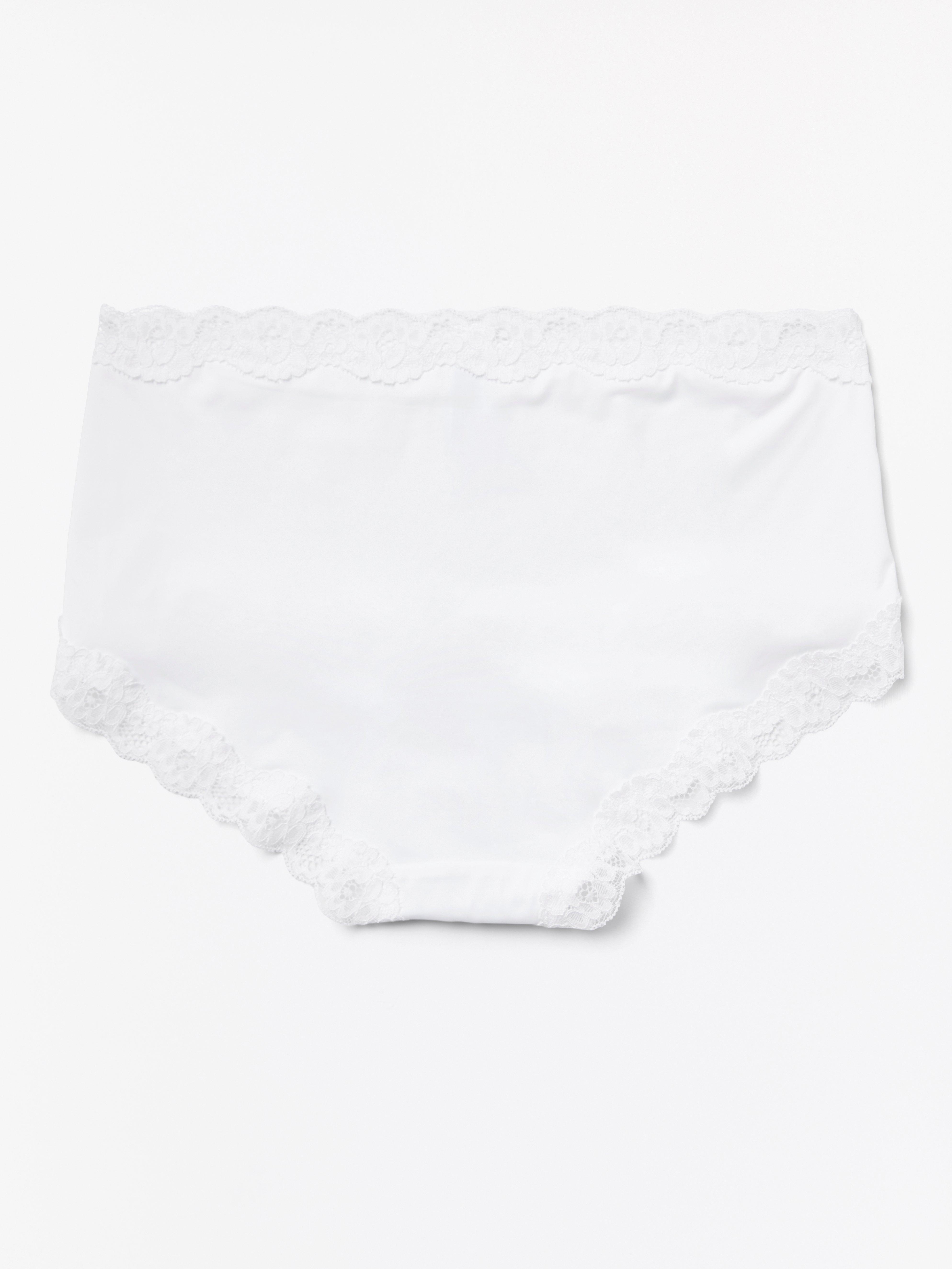 Regular waist brief with lace trim White