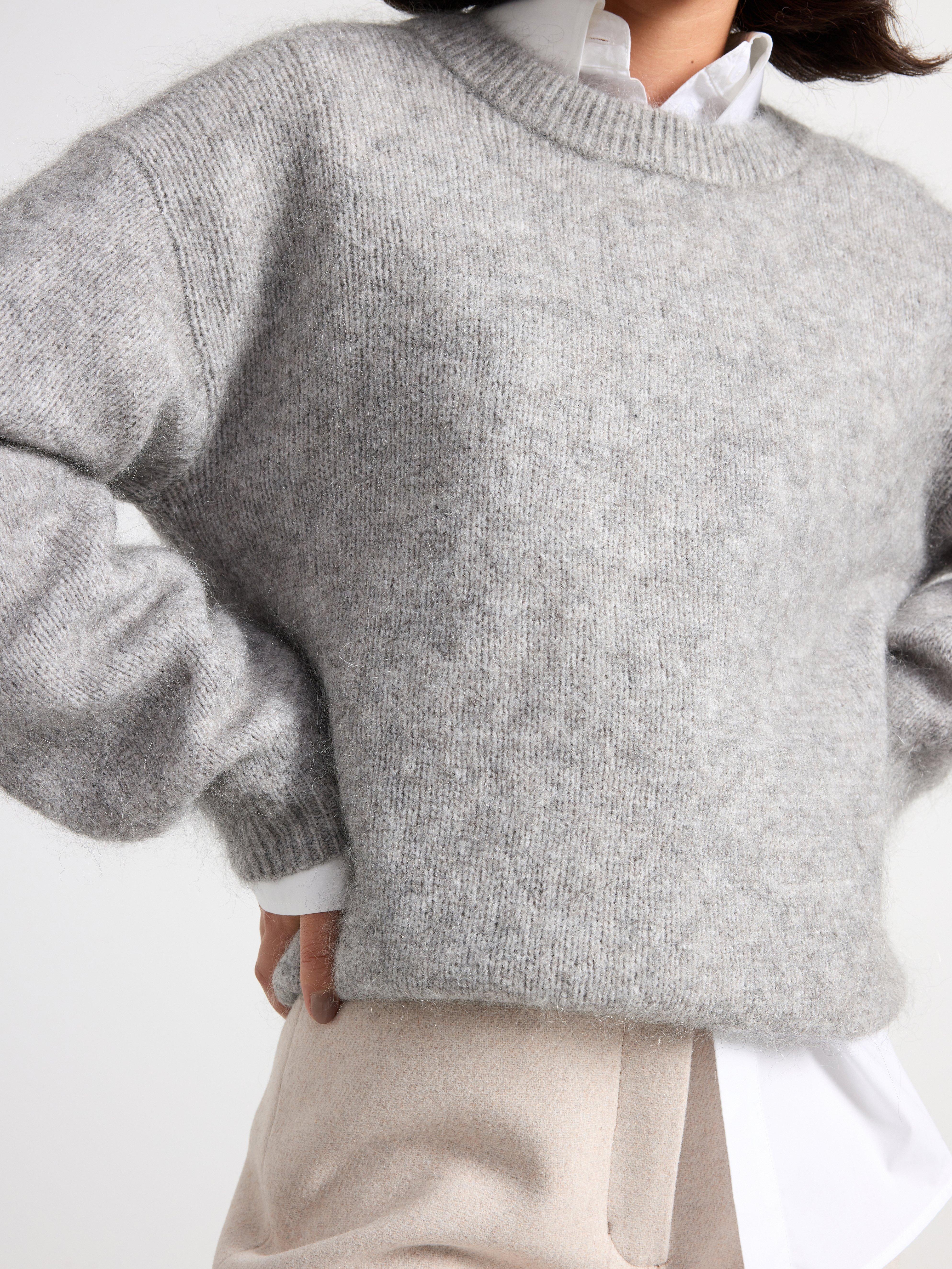 Knitted jumper in mohair blend Grey Melange