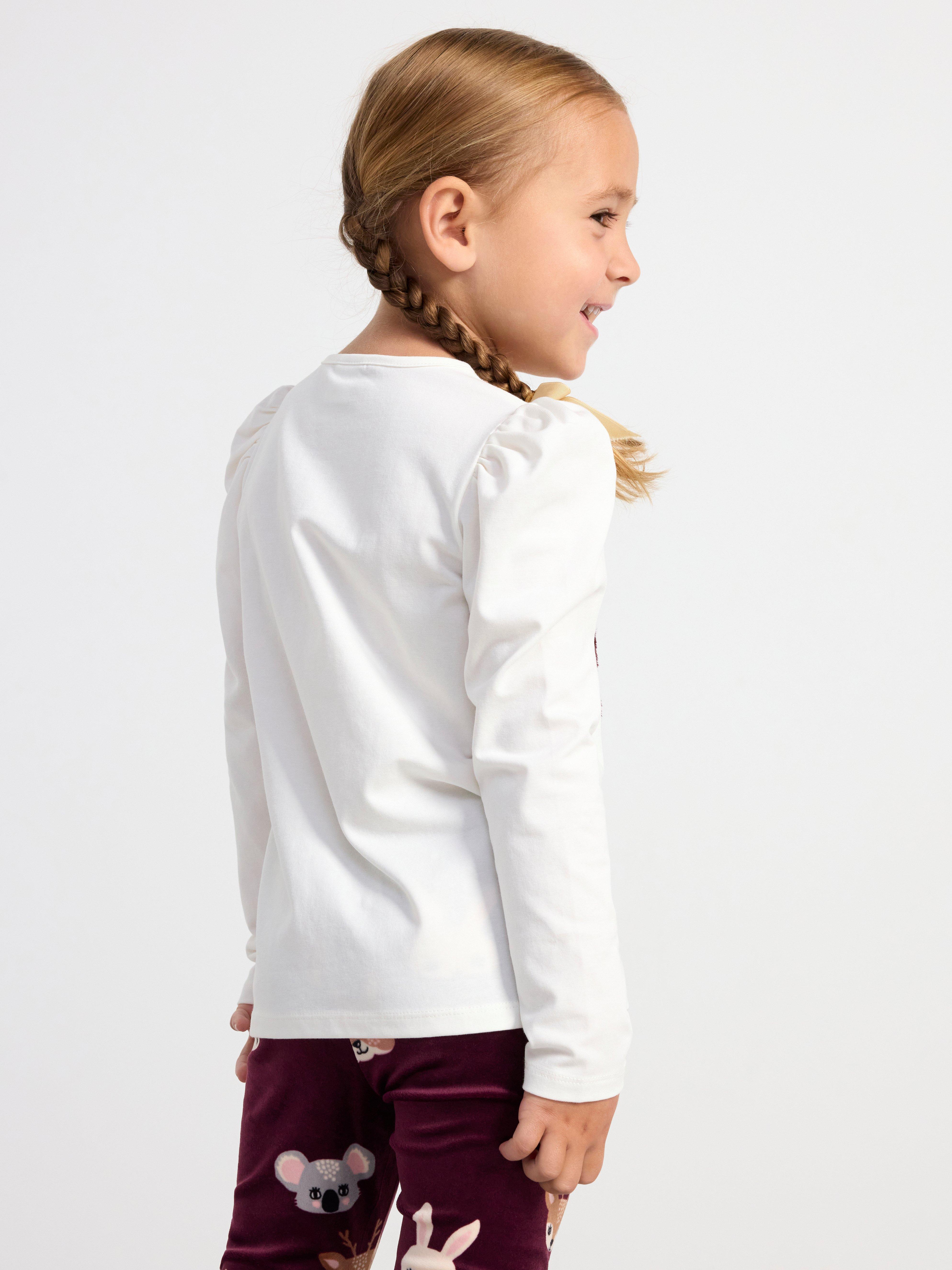 Long sleeve top with animal application Light Dusty White