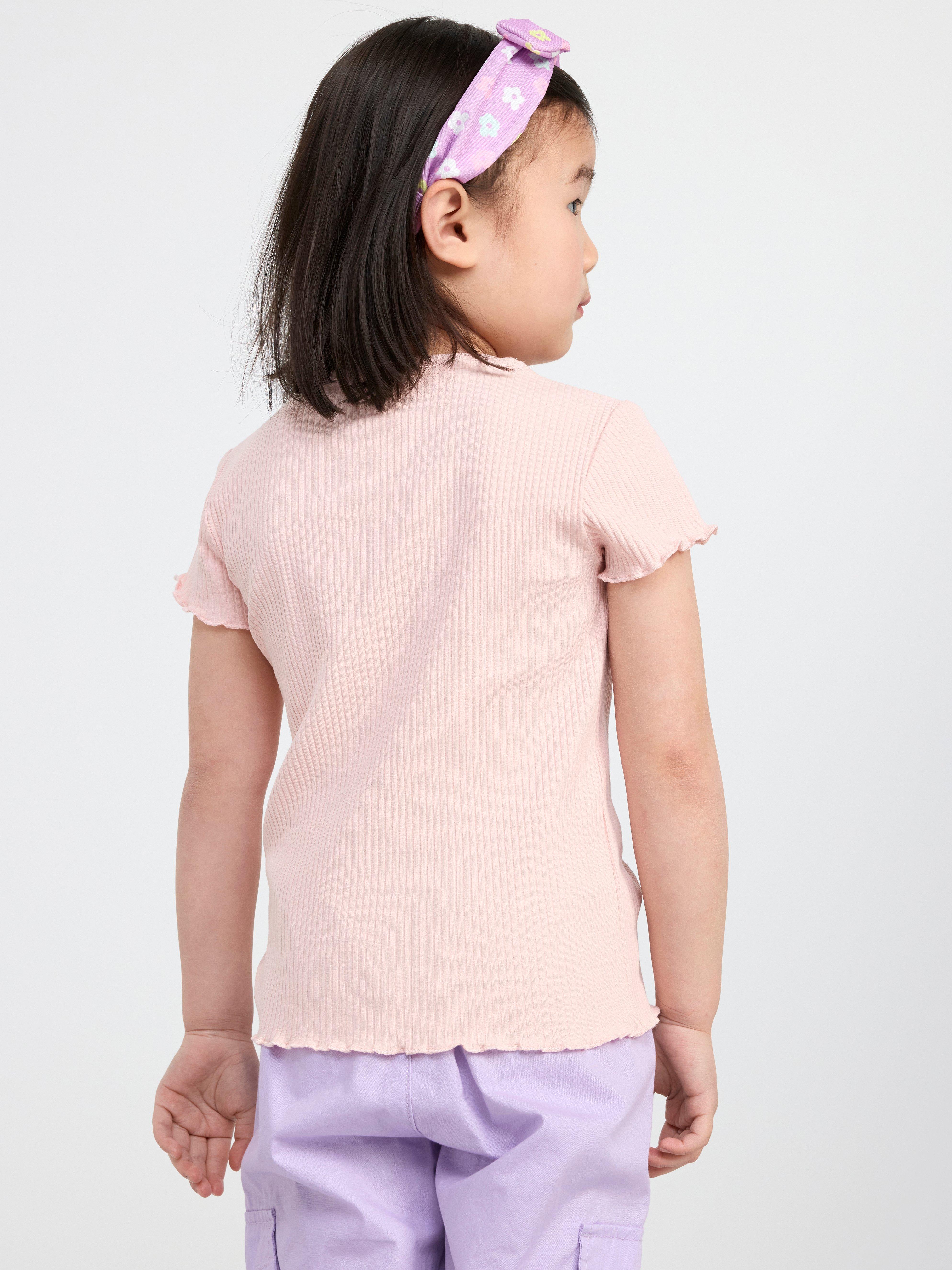 Ribbed short sleeve top Light Dusty Pink