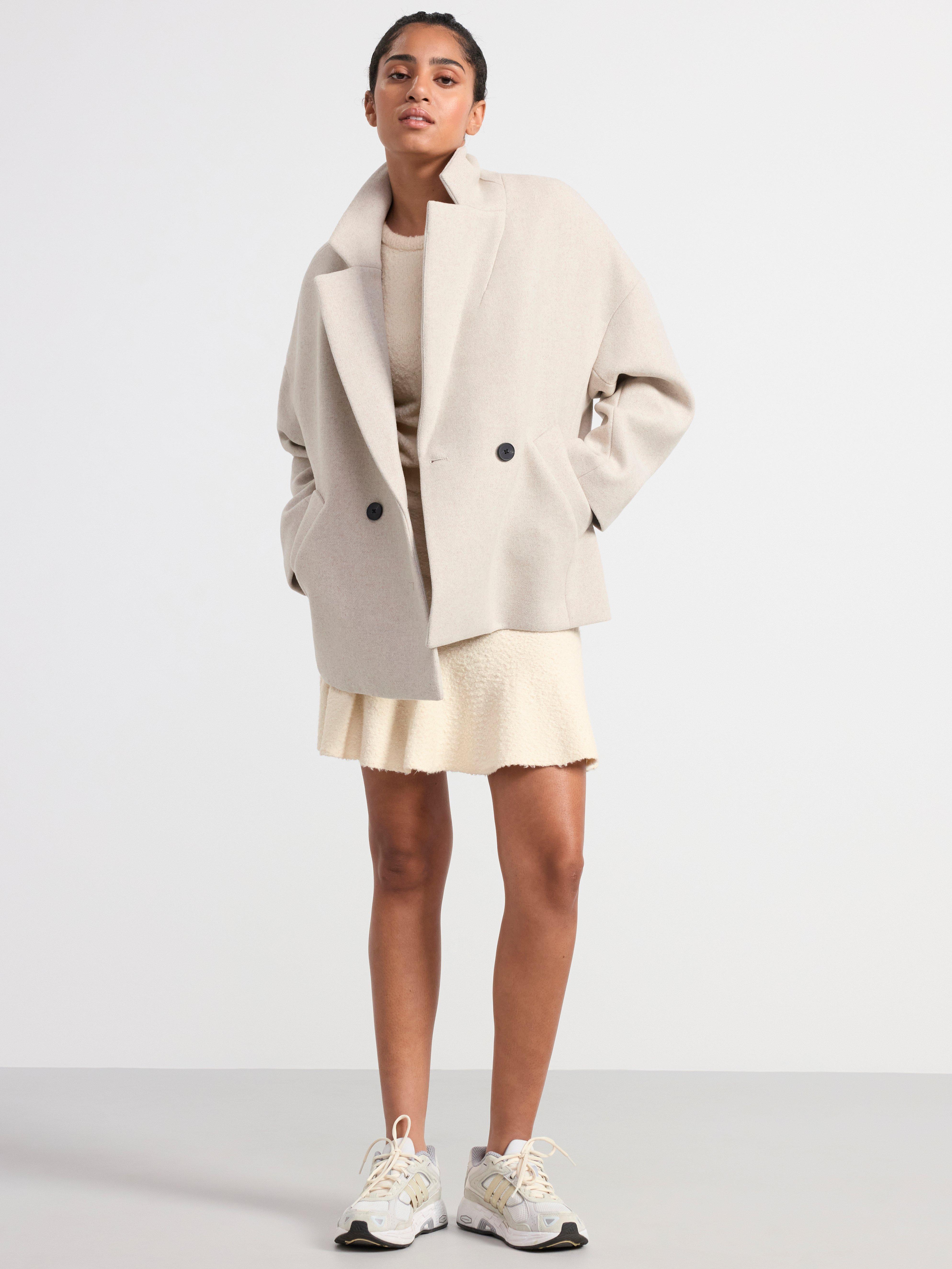 Jumper knitted with short sleeves Light Beige