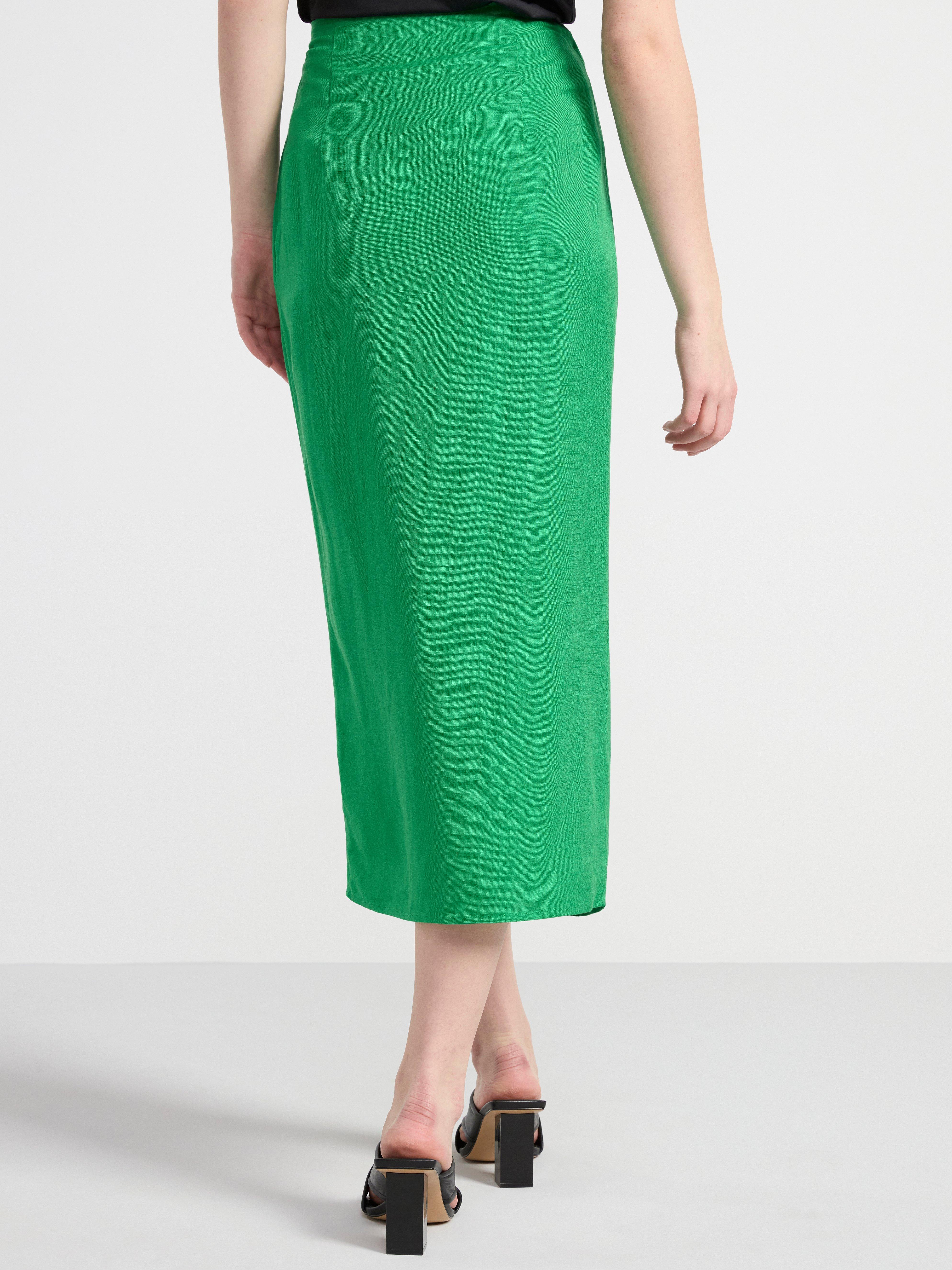 Midi skirt in linen blend Green