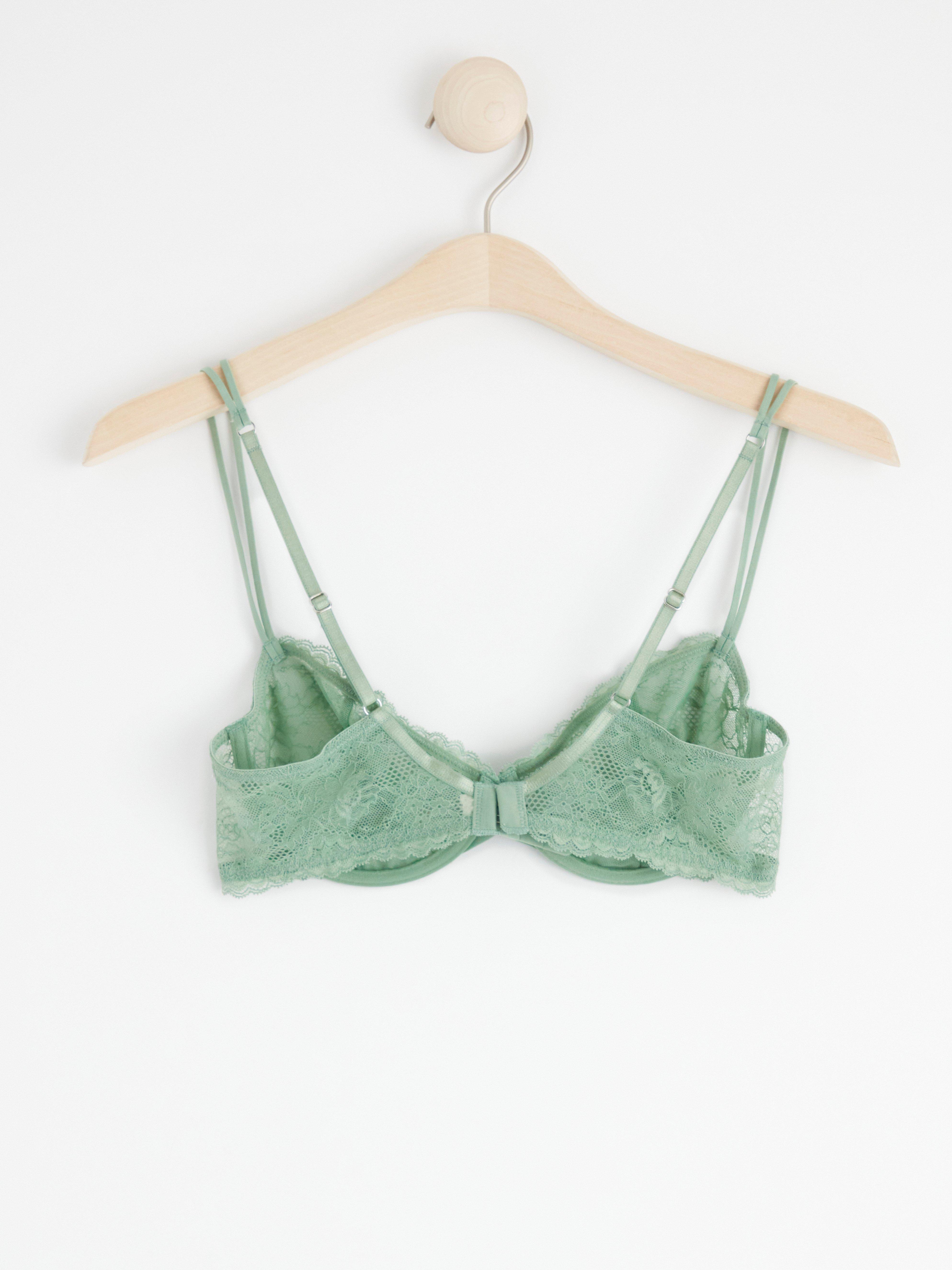 Senna unpadded bra with lace Light Dusty Green