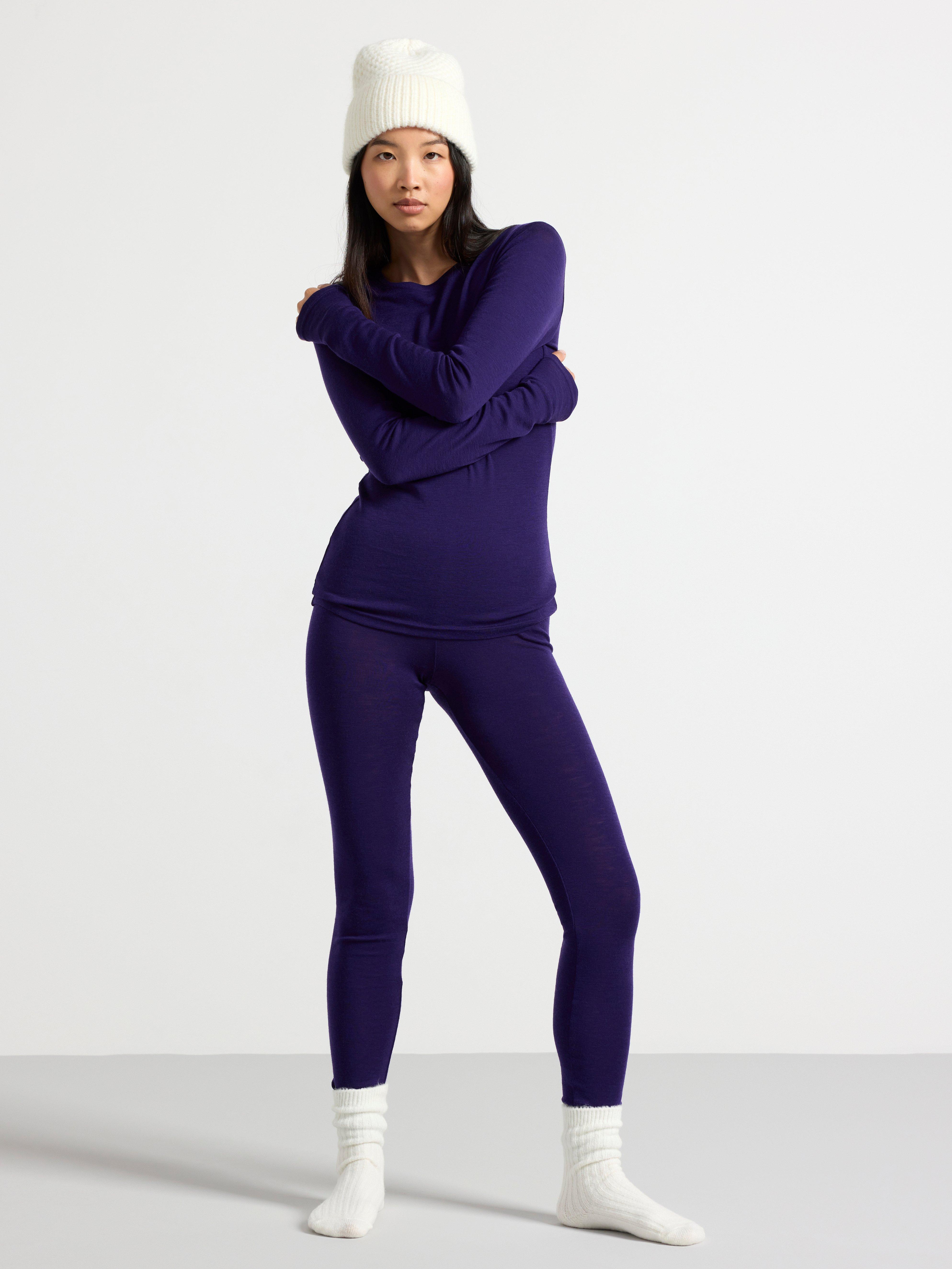Long sleeve top in merino wool Dark Lilac