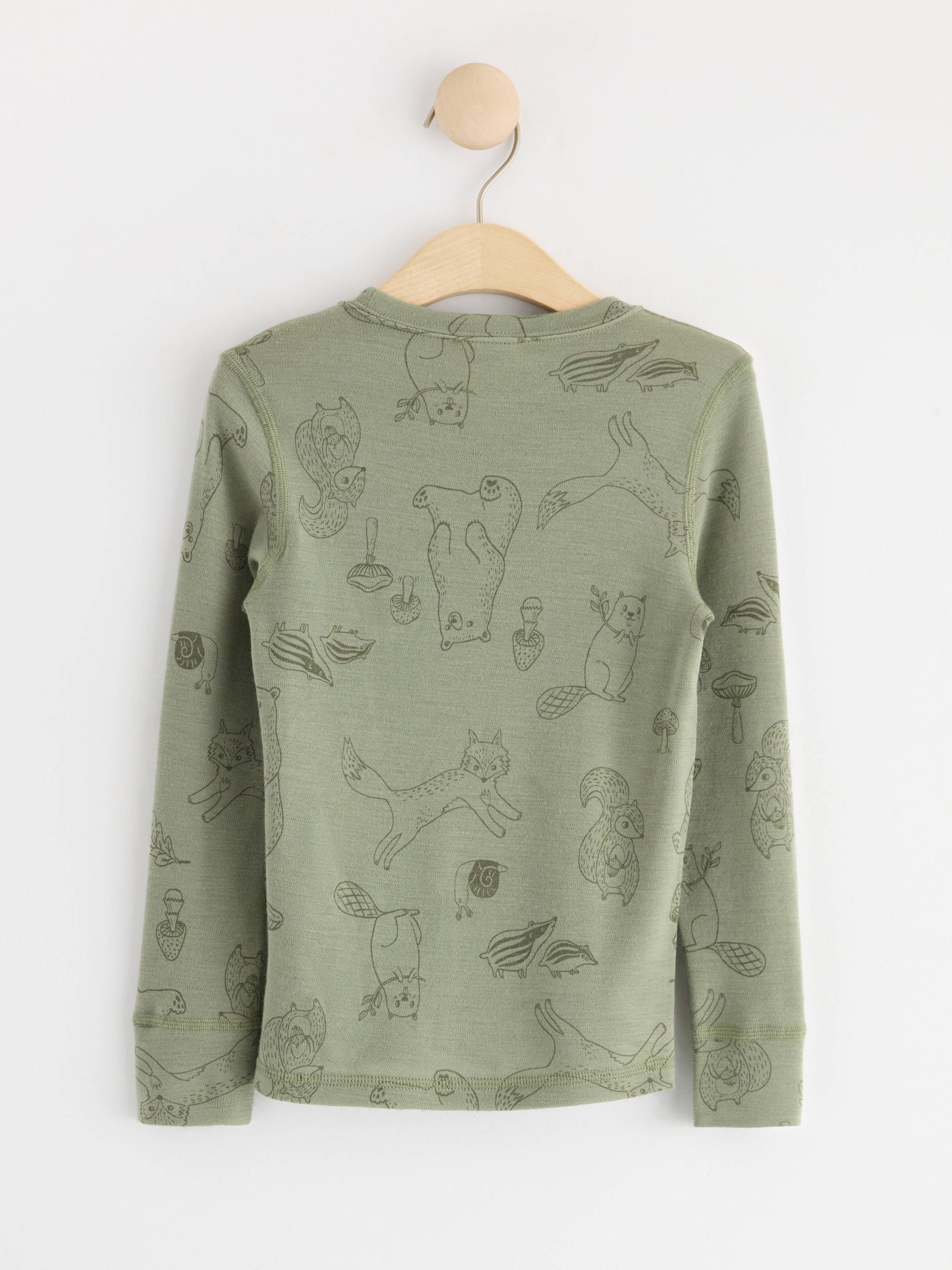 Long sleeve top in merino wool Light Dusty Green
