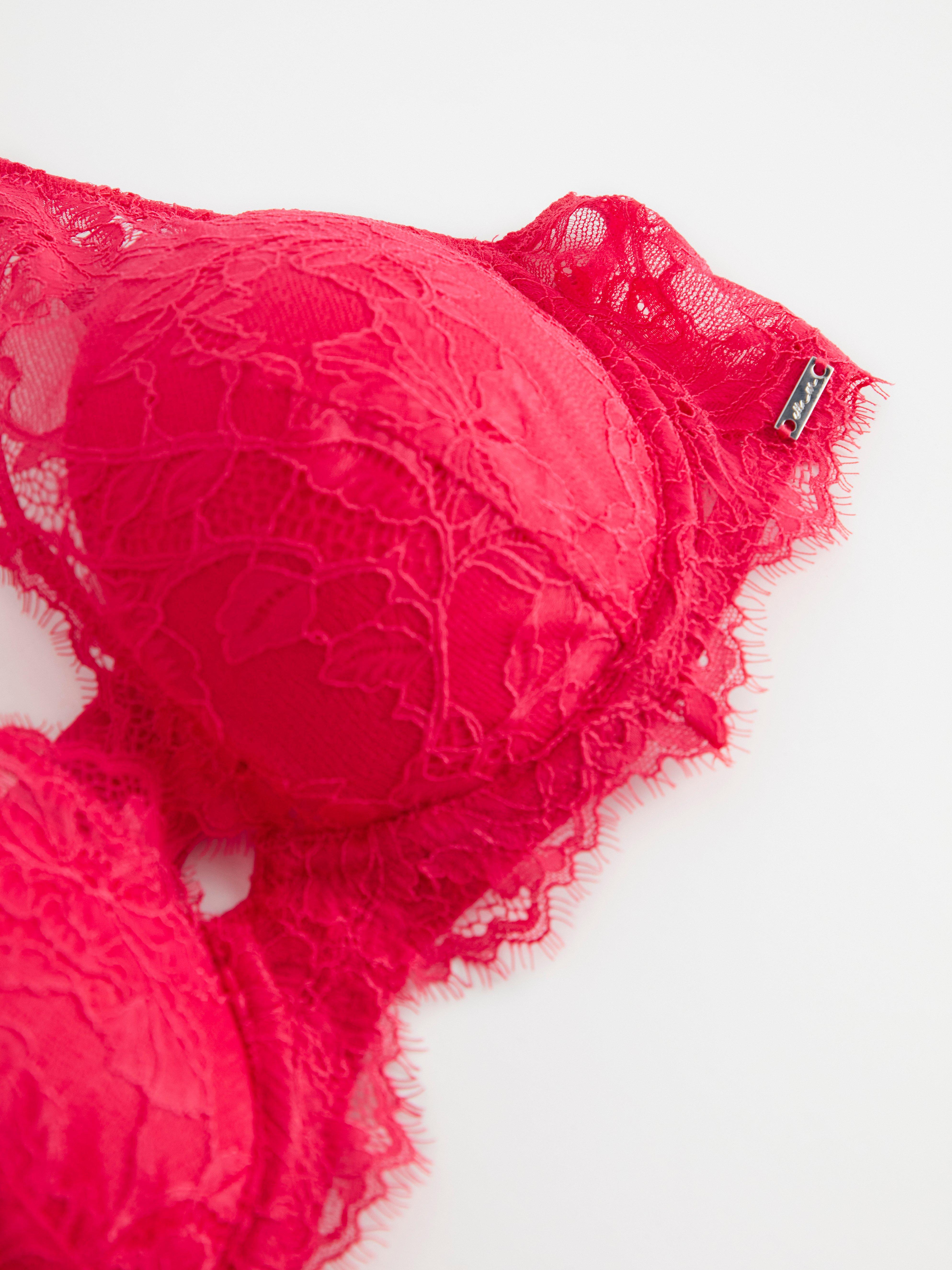 Peony push-up bra with lace Red