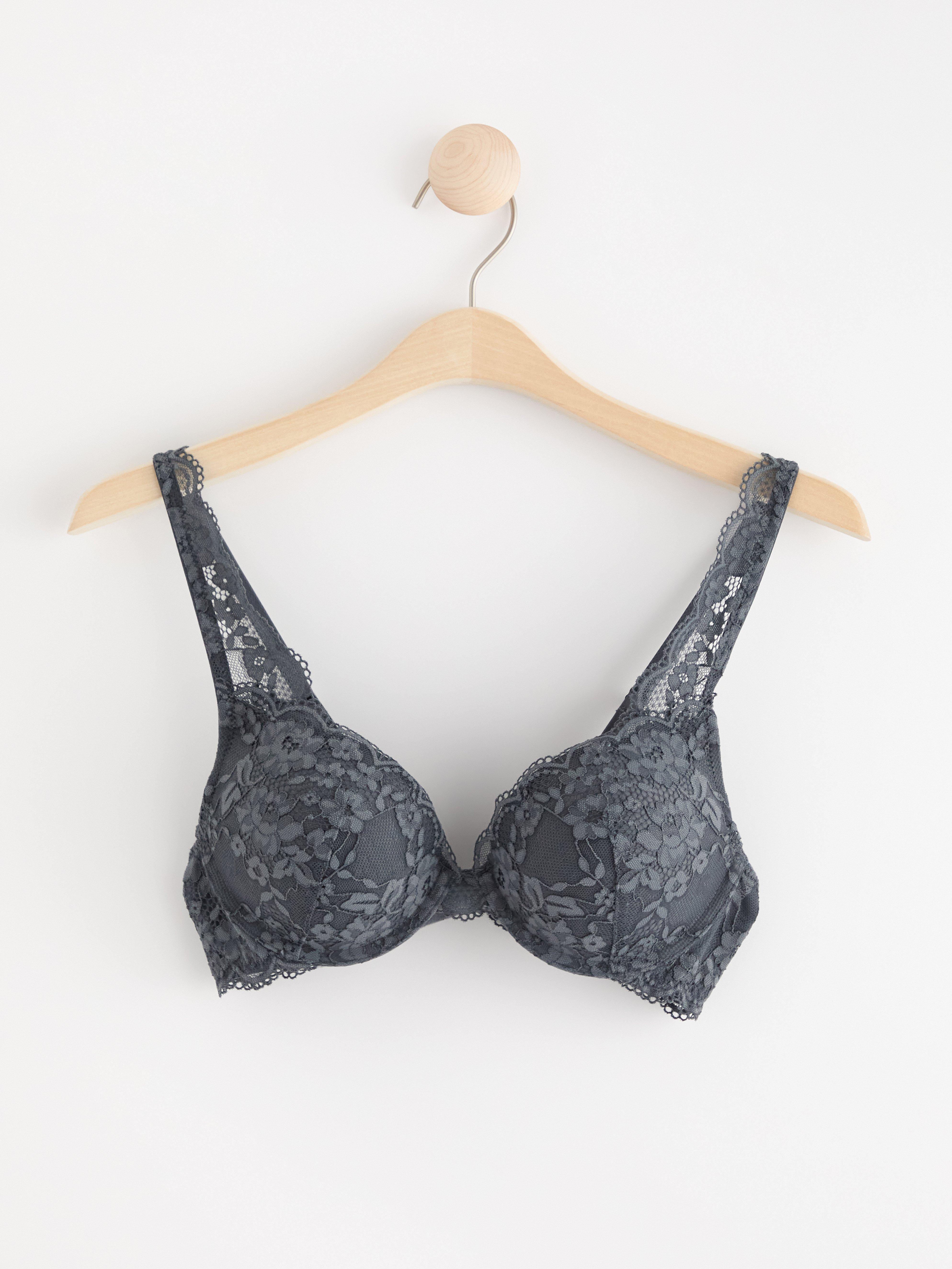 Malva push-up bra with lace Dark Grey