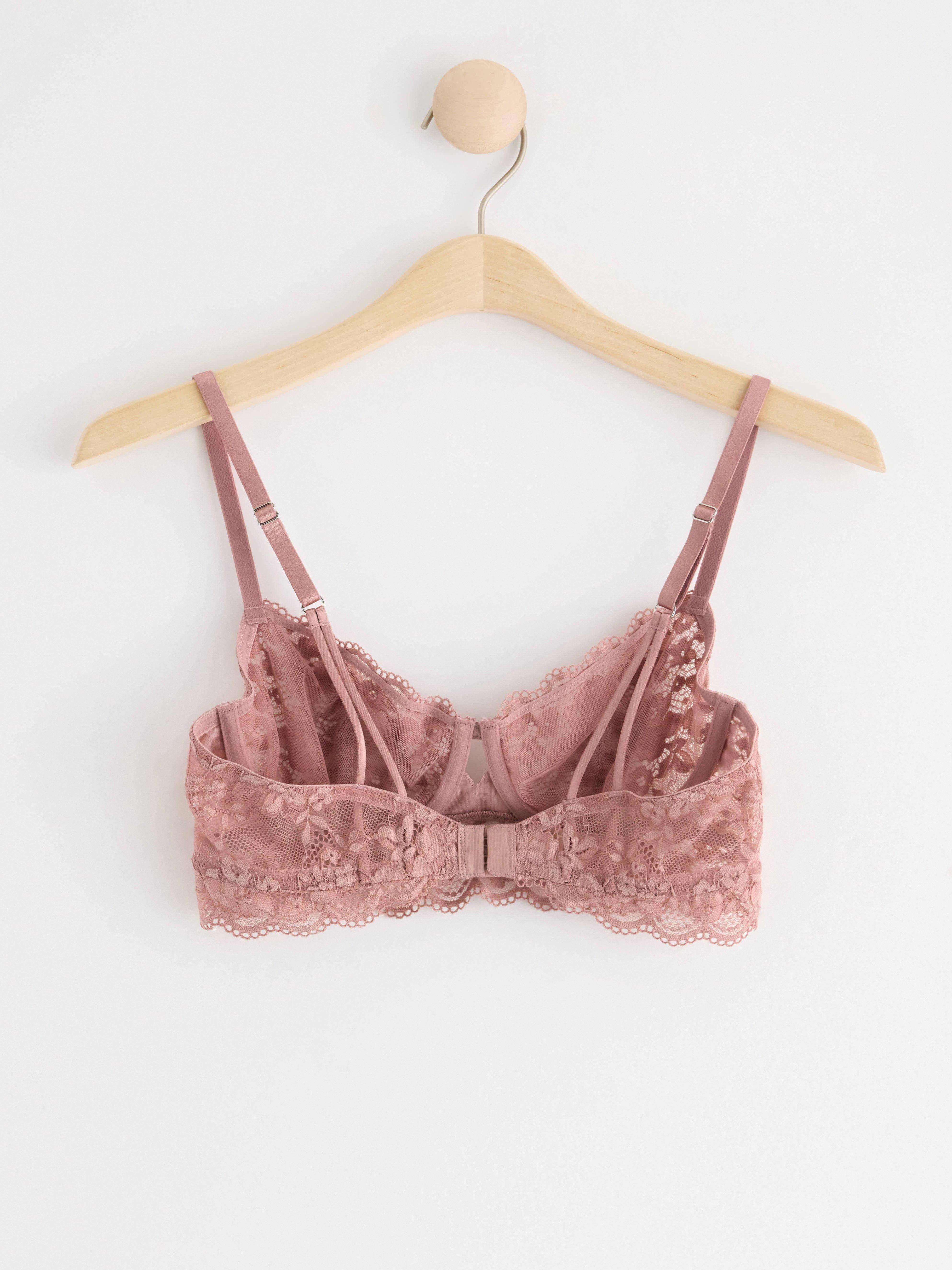 Unpadded bra with lace Light Dusty Pink