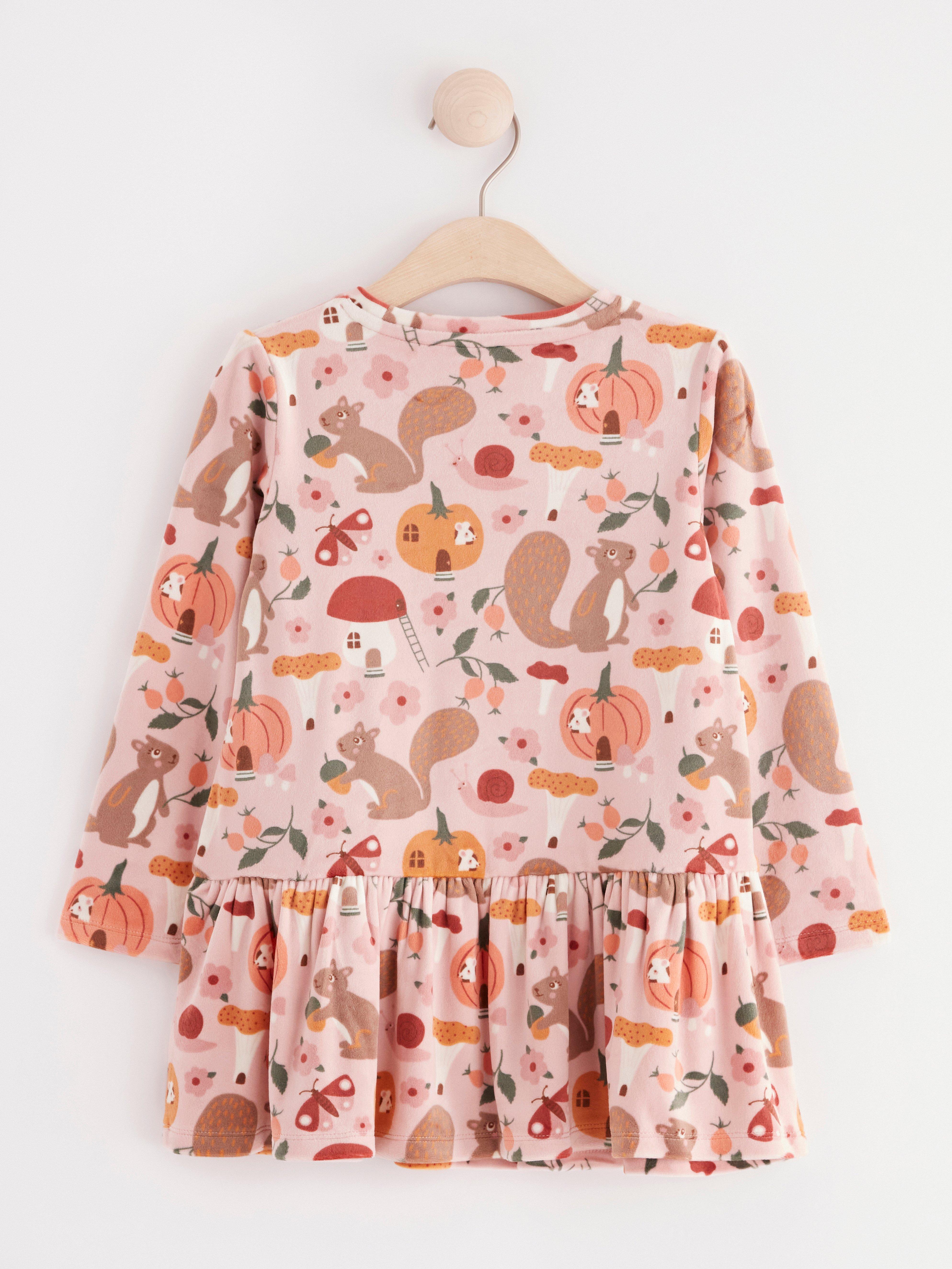 Tunic in velour with print Dusty Pink