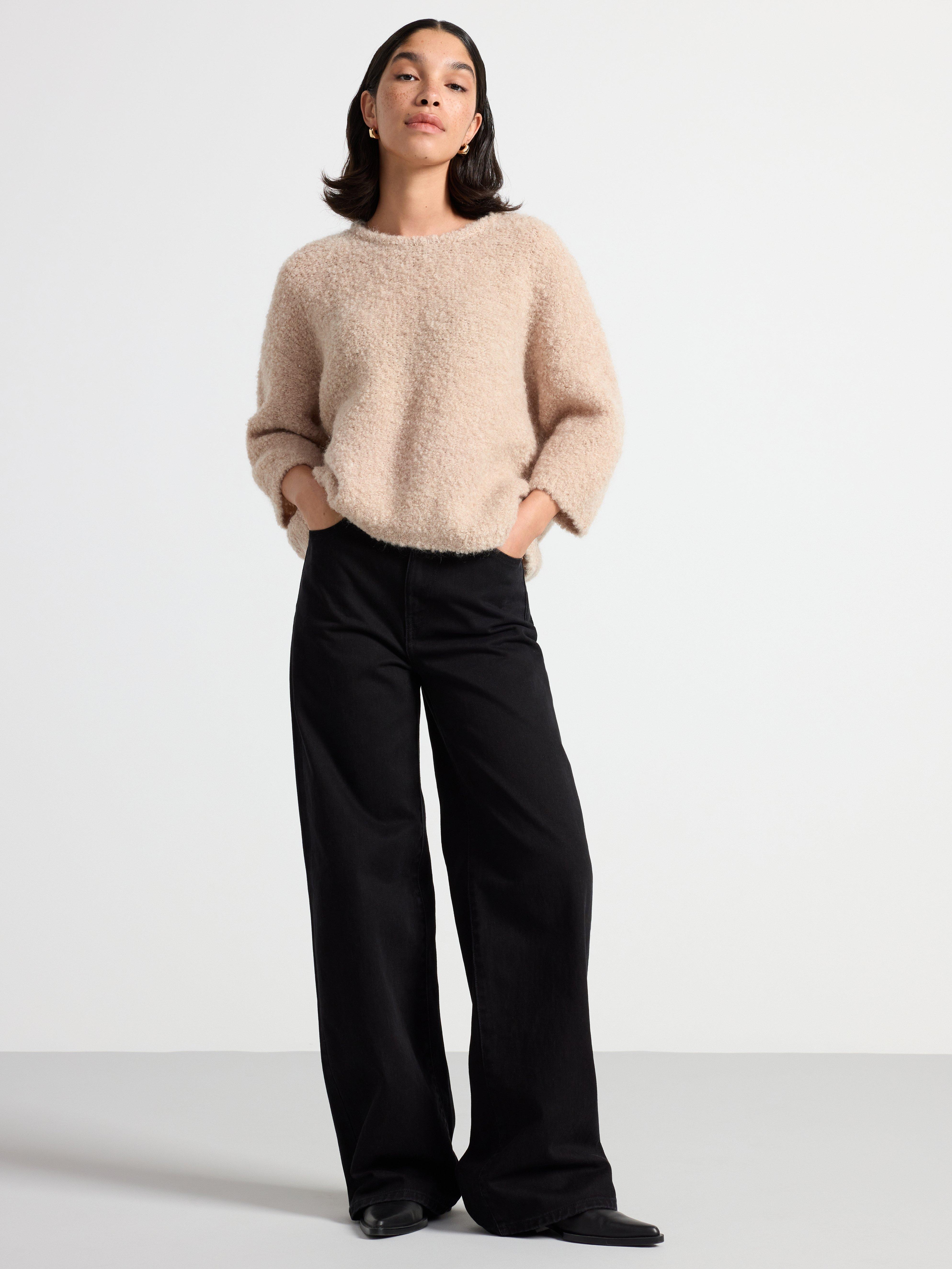 Knitted jumper in wool blend beige