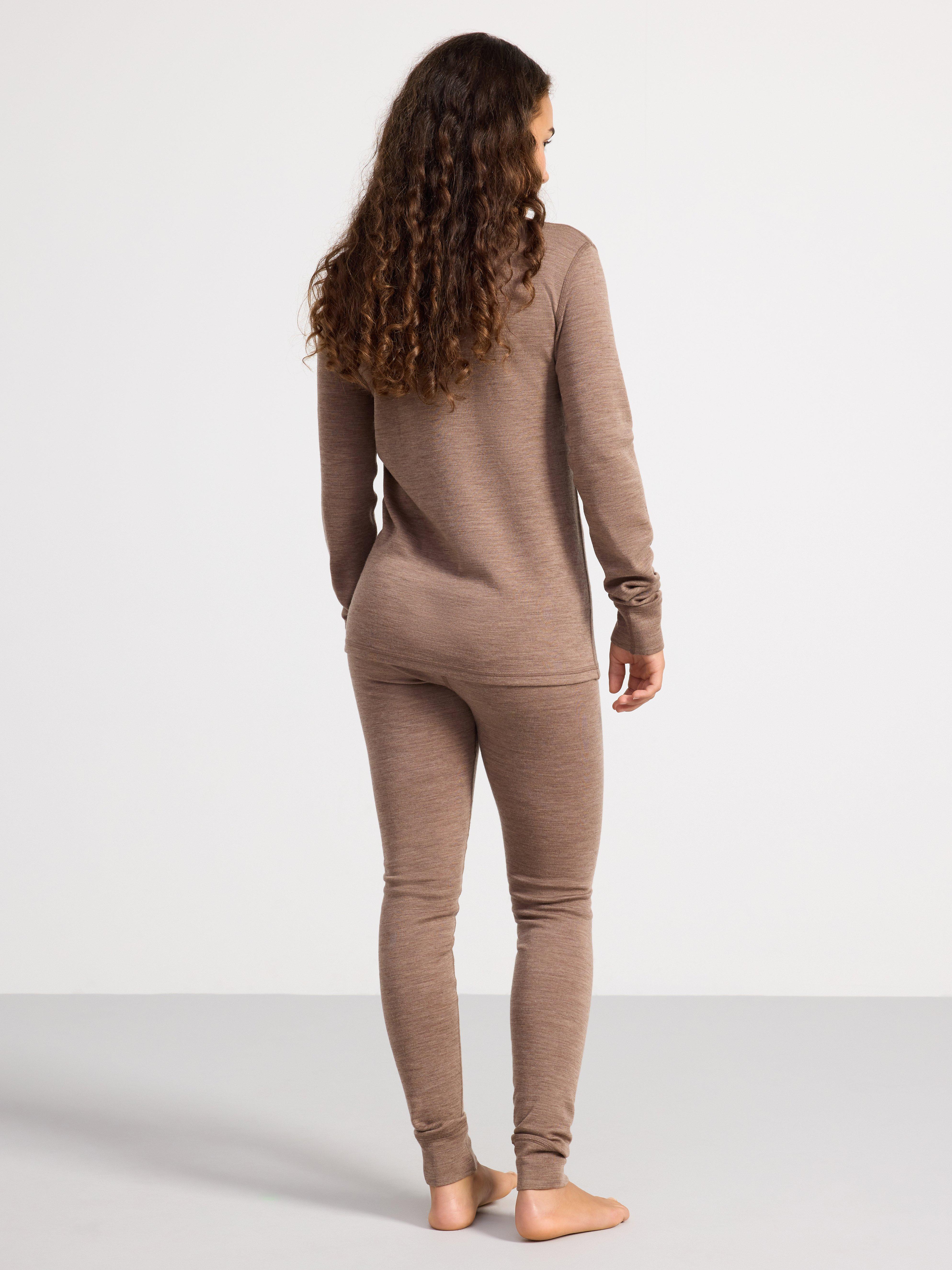 Merino wool long johns Brown Melange