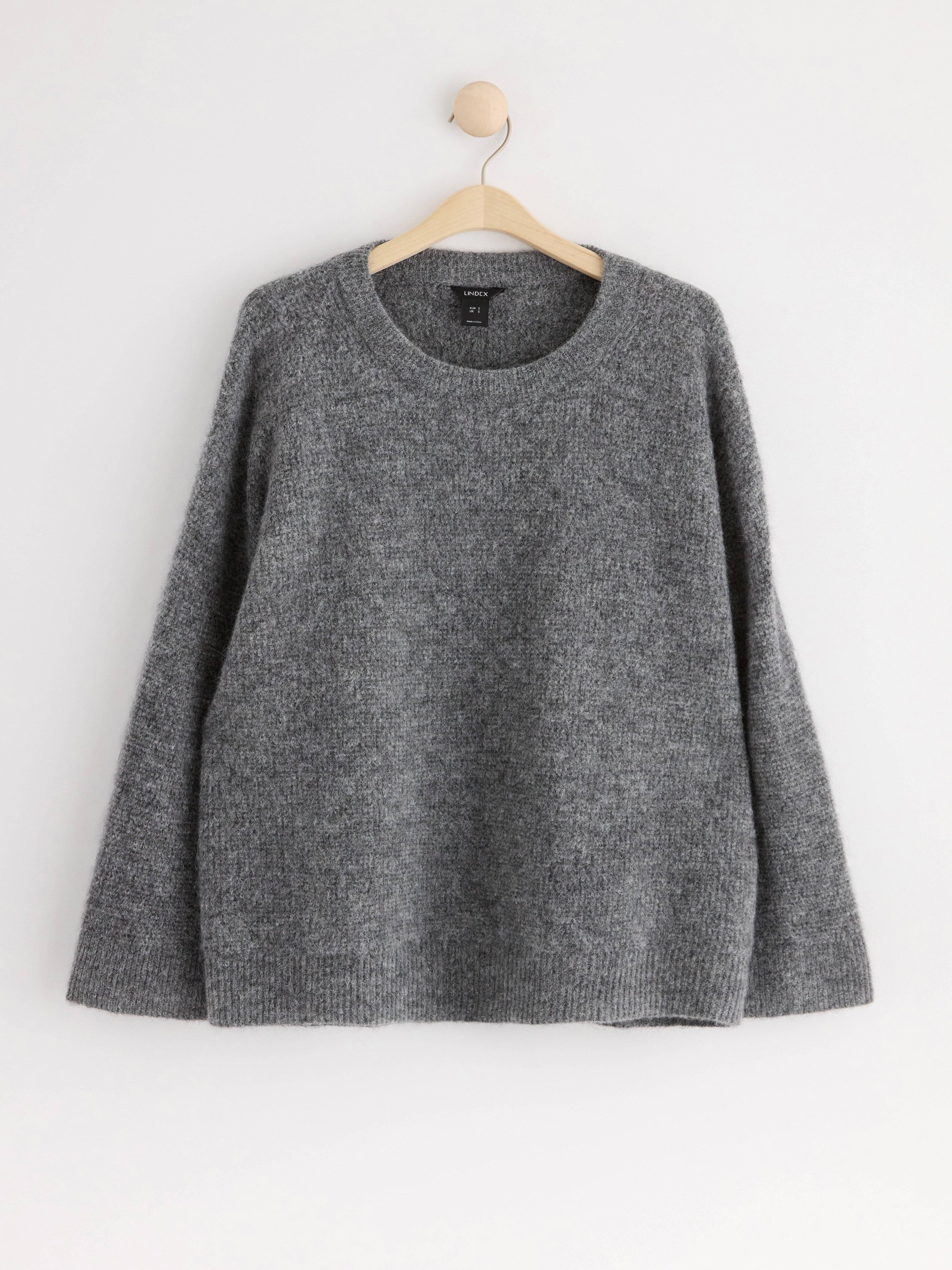 Jumper in wool blend Dark Grey Melange