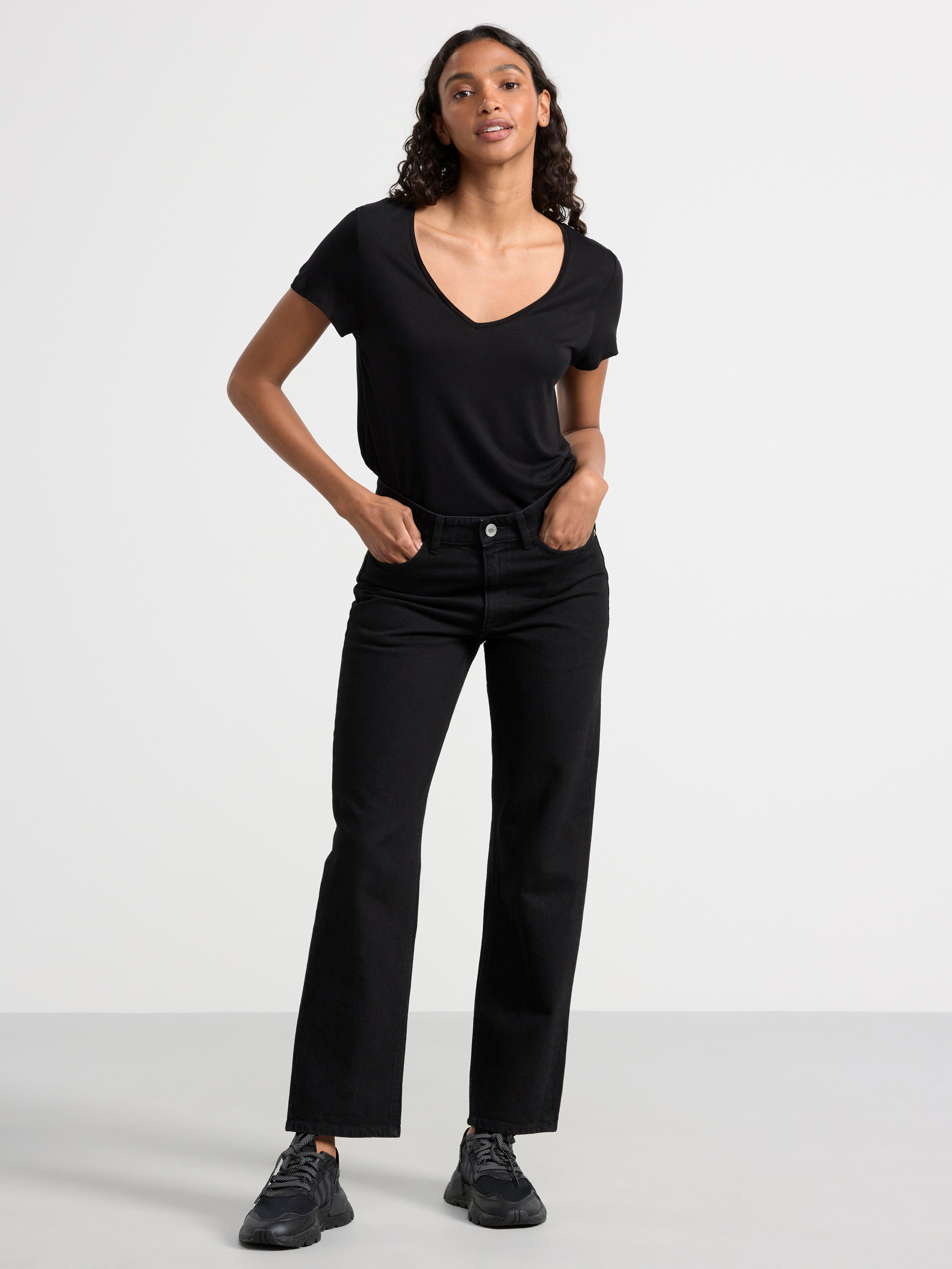 V-neck viscose t-shirt Black