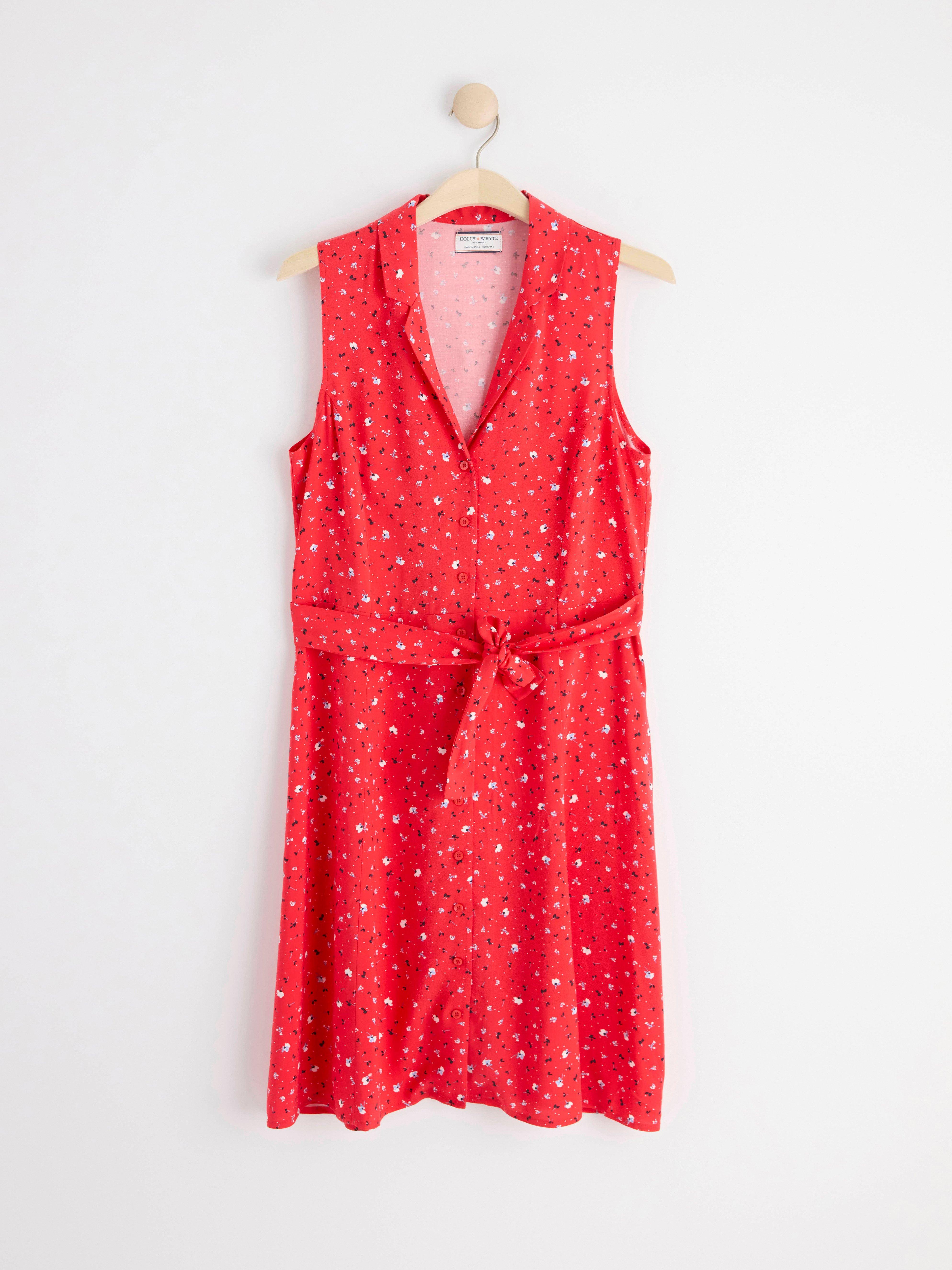 Collared sleevless mini dress Red
