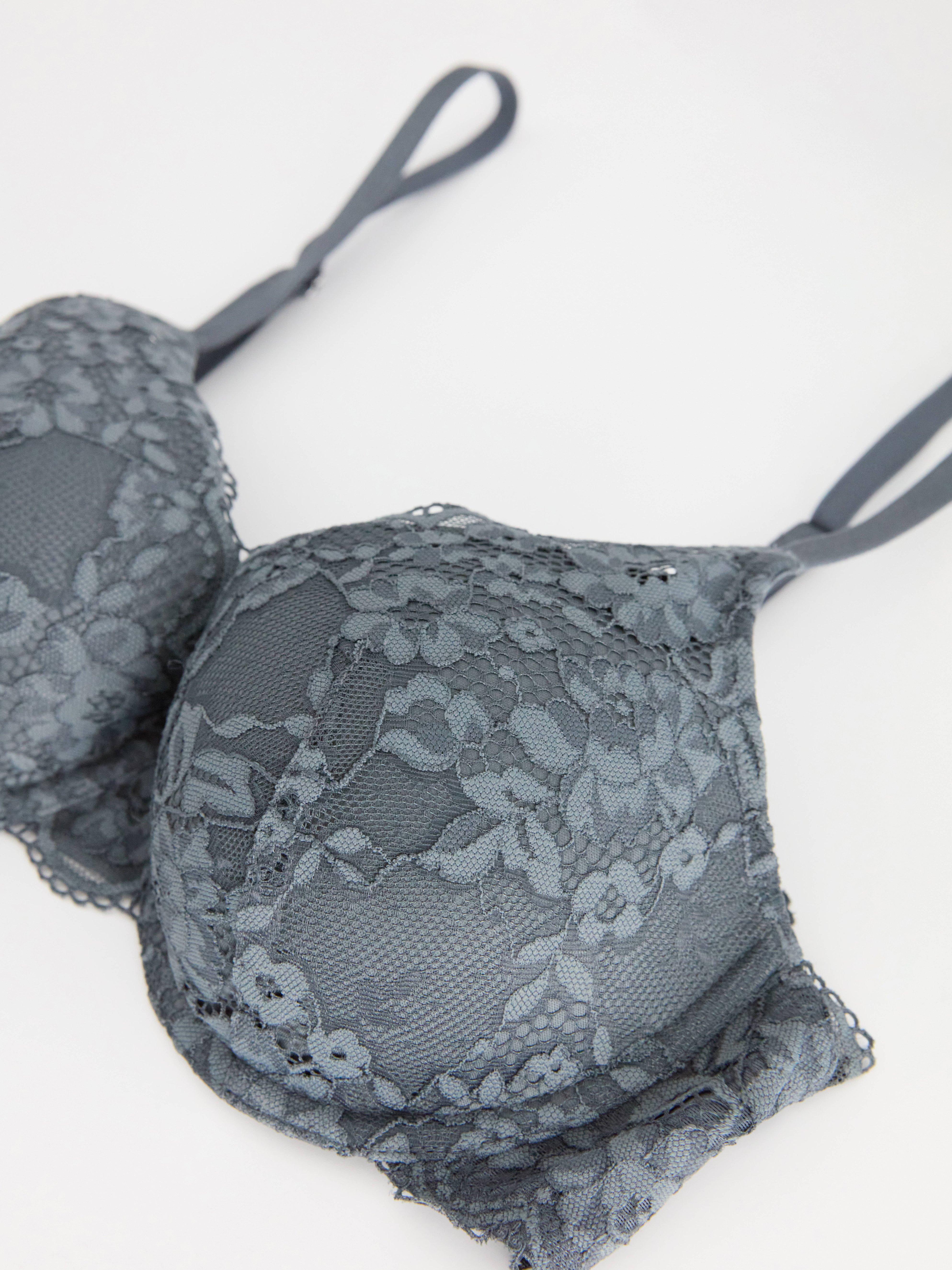 Lilja t-shirt bra with lace Dark Grey