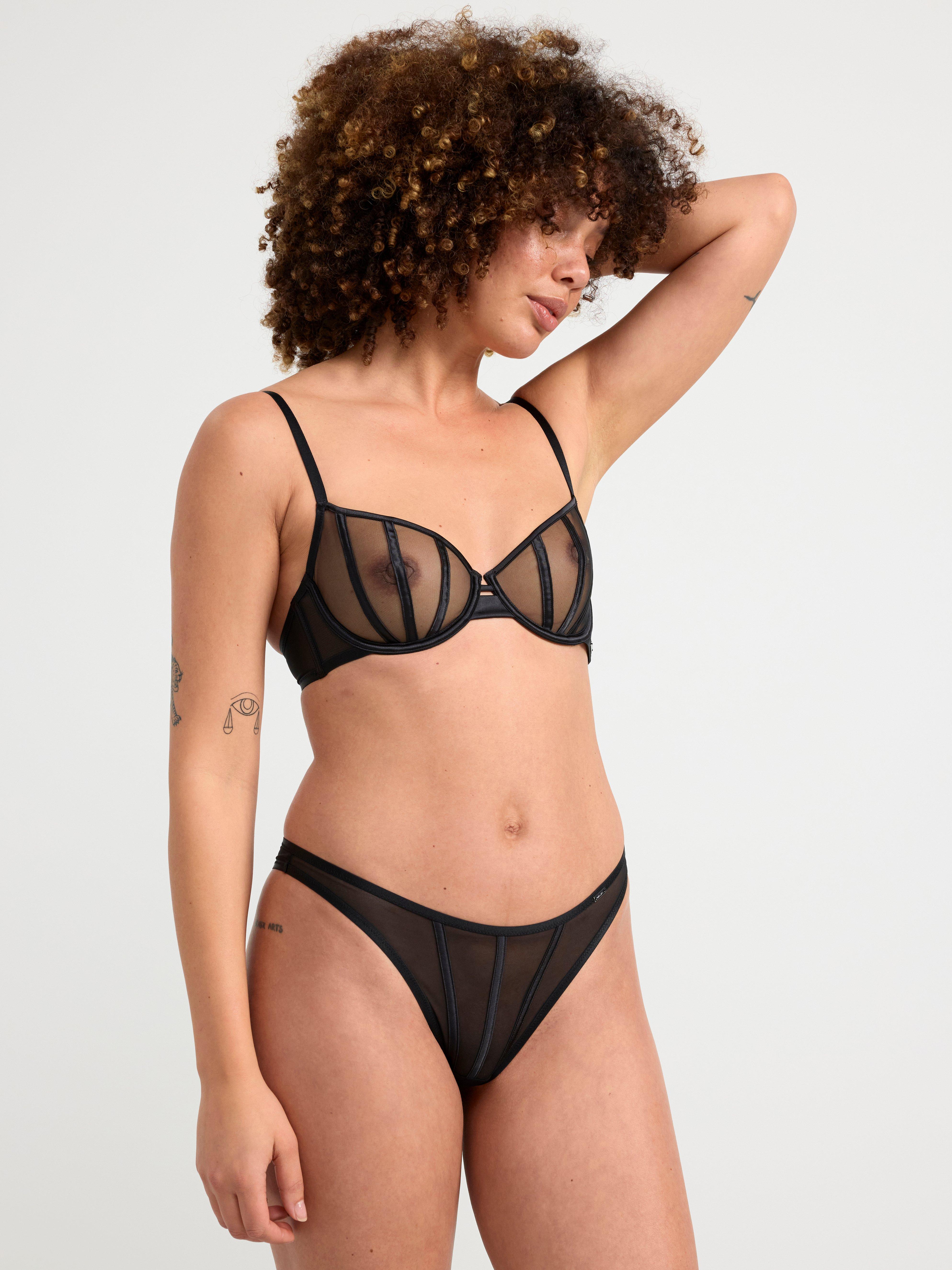 Senna unpadded bra with mesh Black