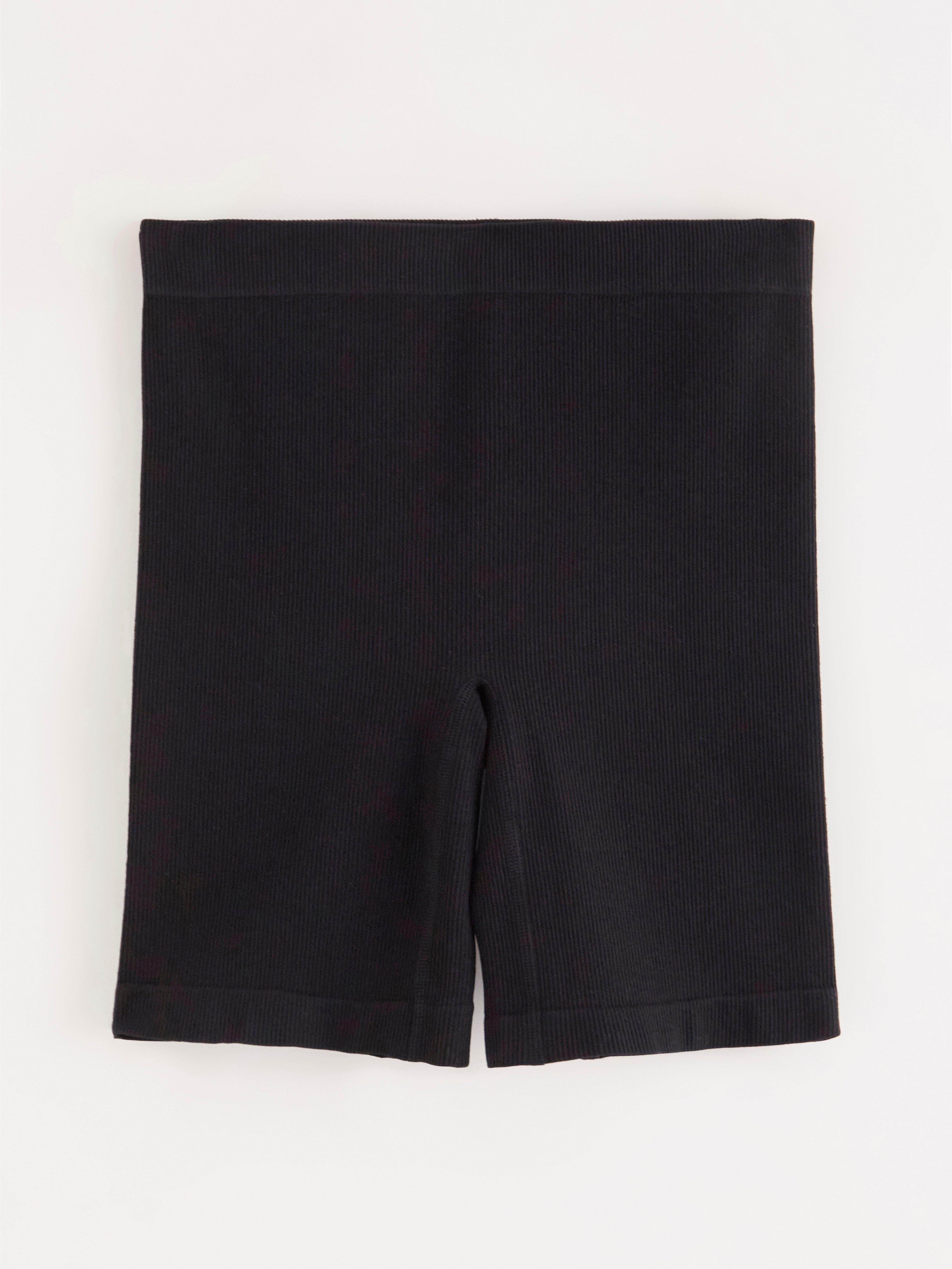 High waist seamless biker briefs Black