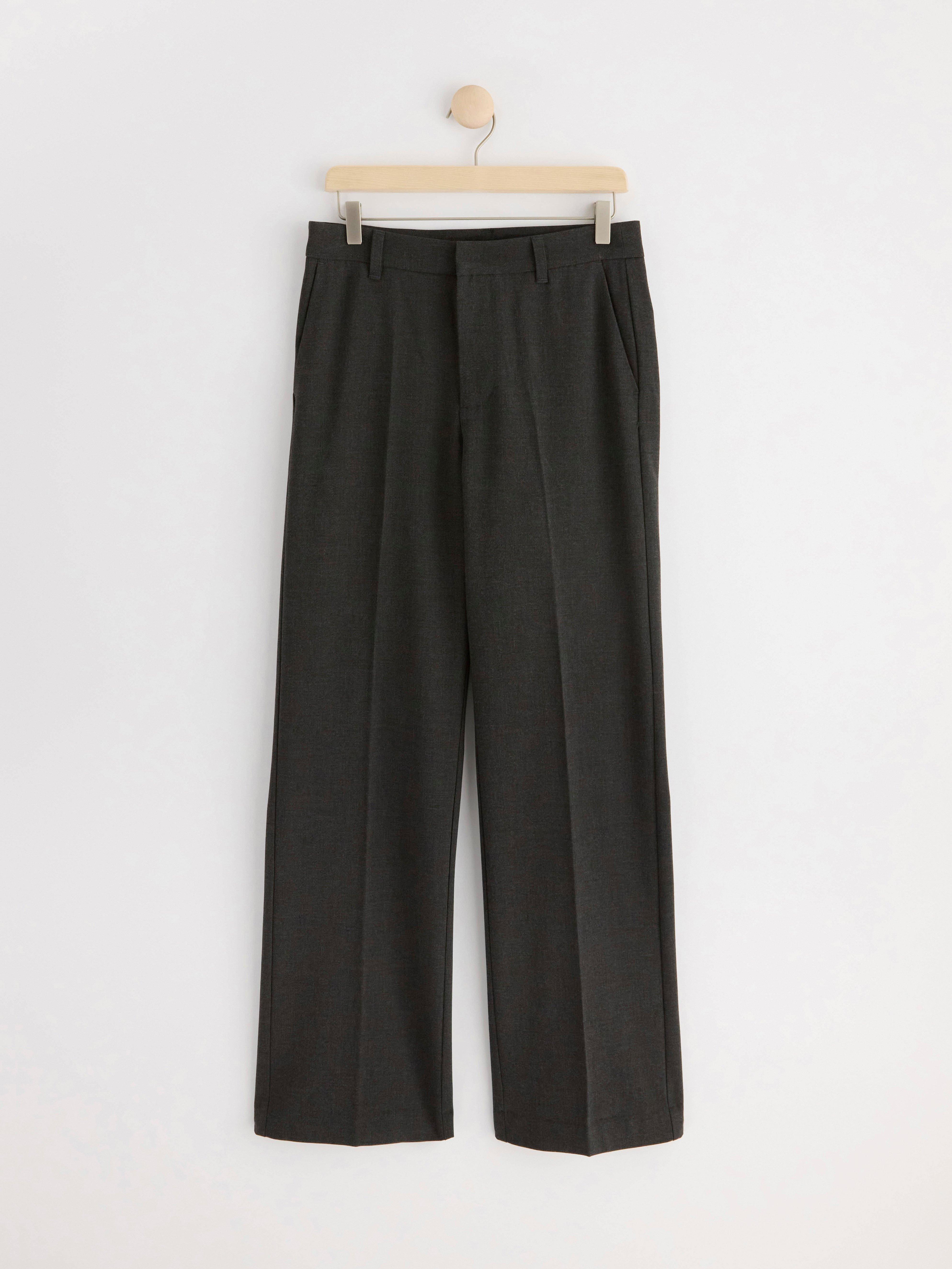 NOOR Straight regular waist trousers grey