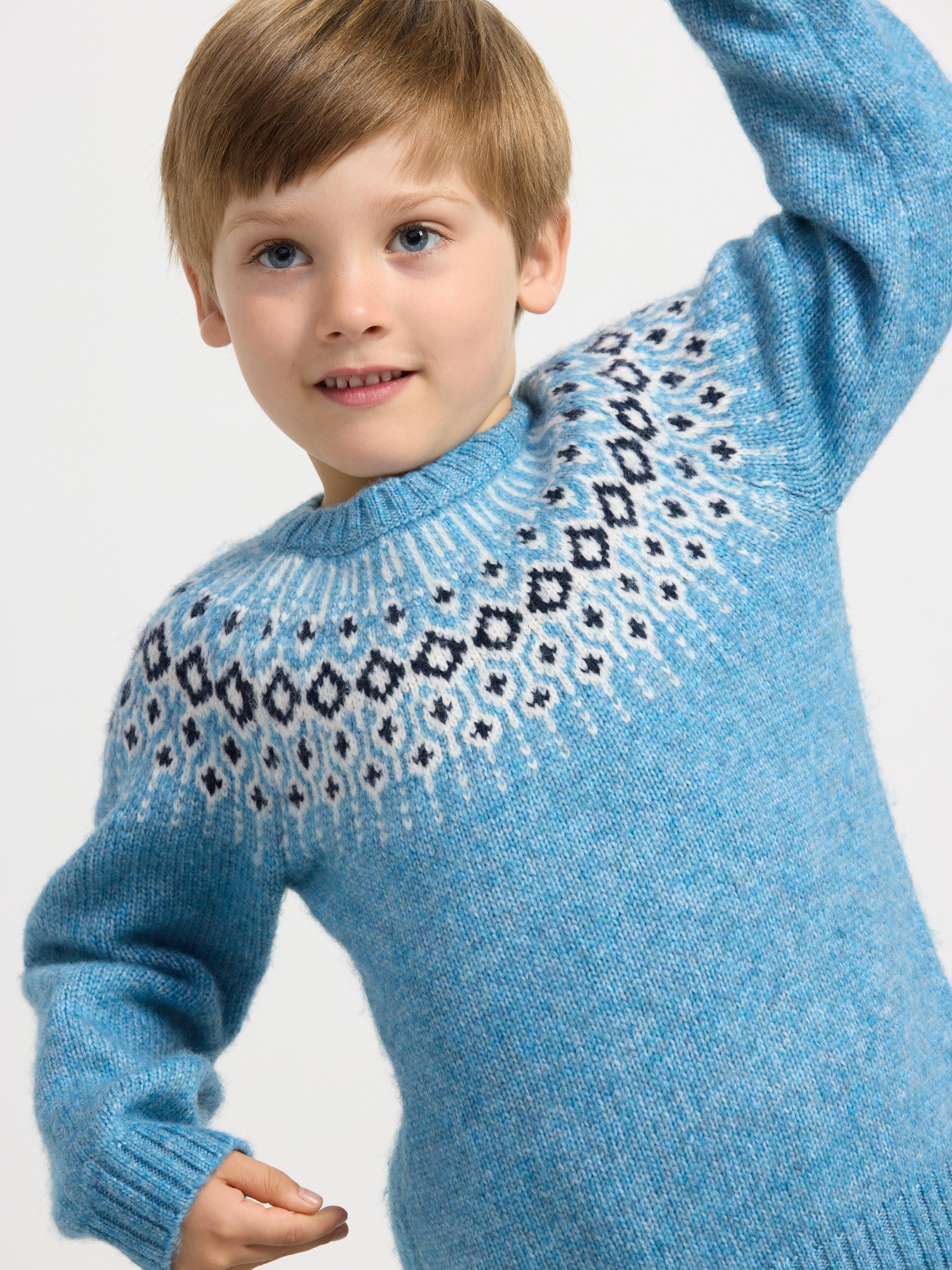 Knitted fair Isle jumper Light Dusty Blue