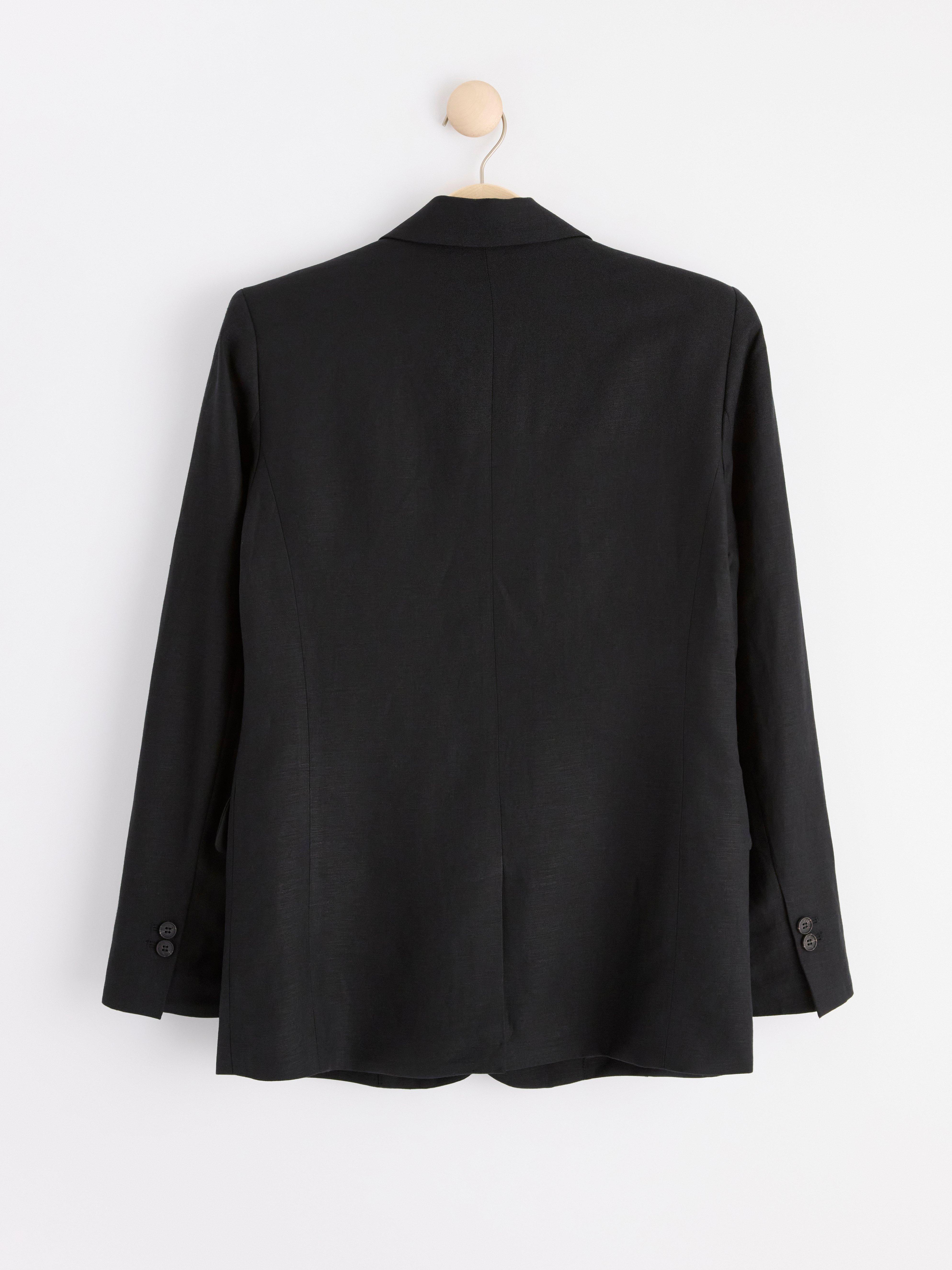 Blazer in linen blend Black