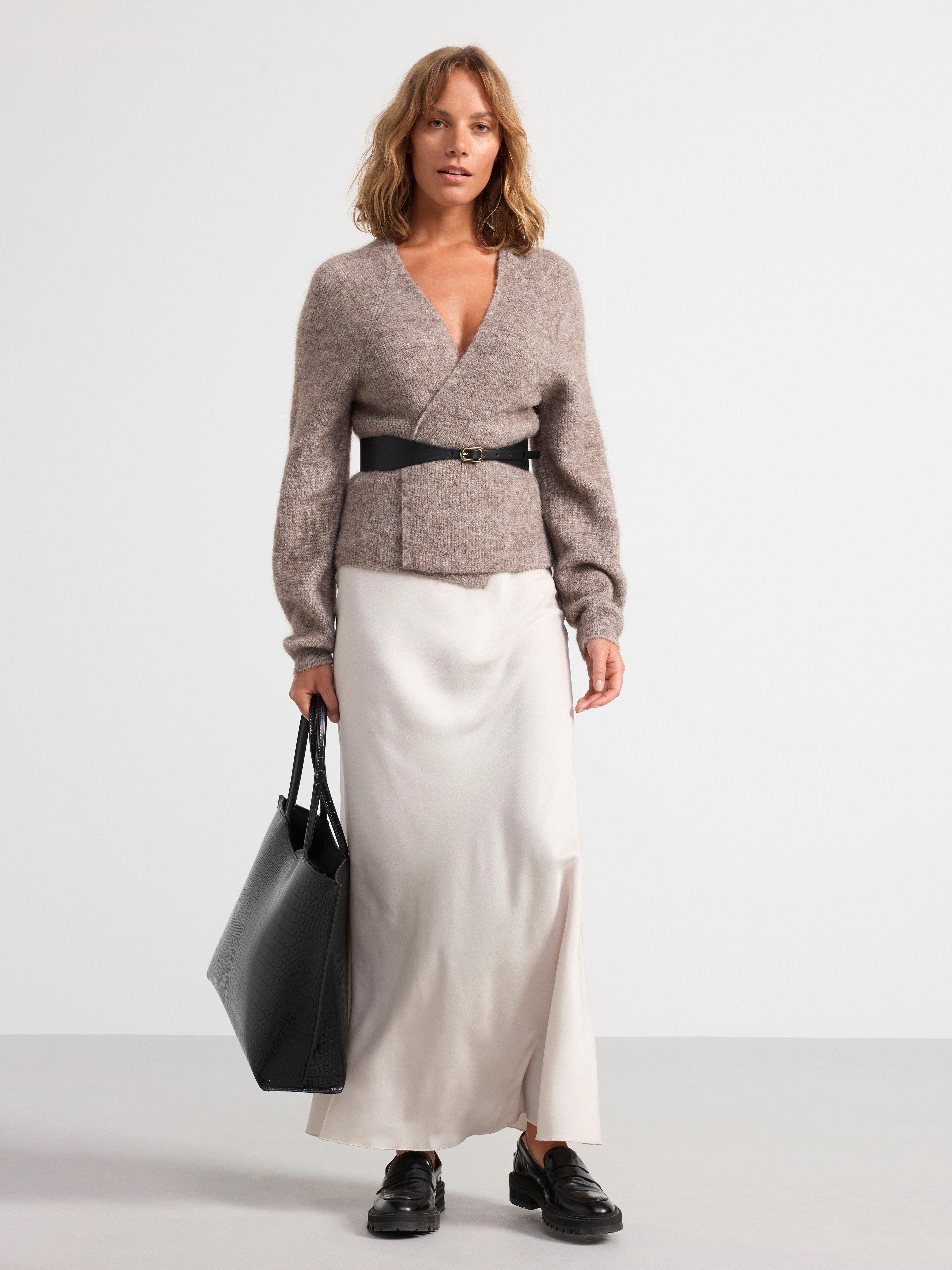 Cardigan in wool blend Brown melange
