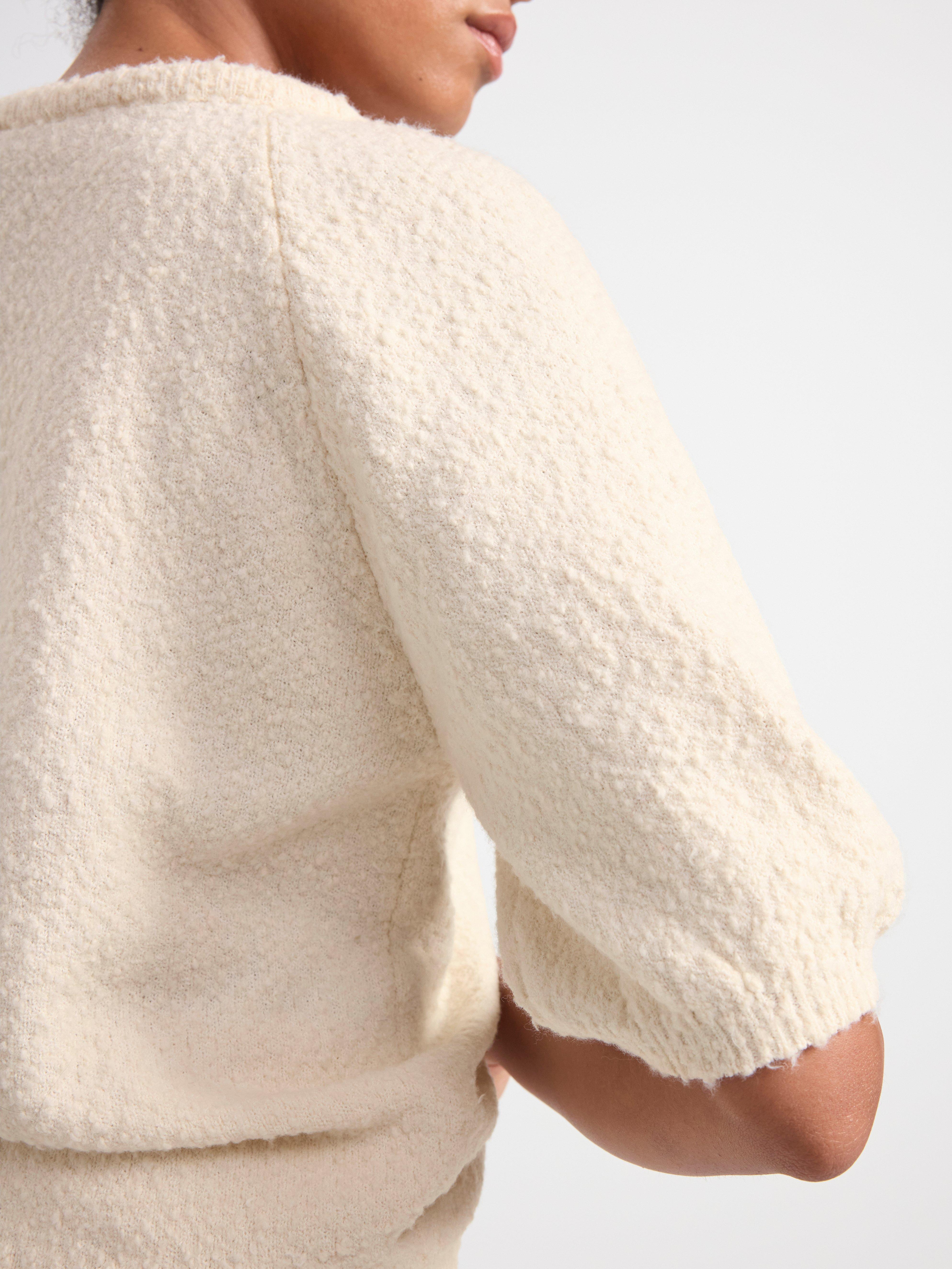 Jumper knitted with short sleeves Light Beige