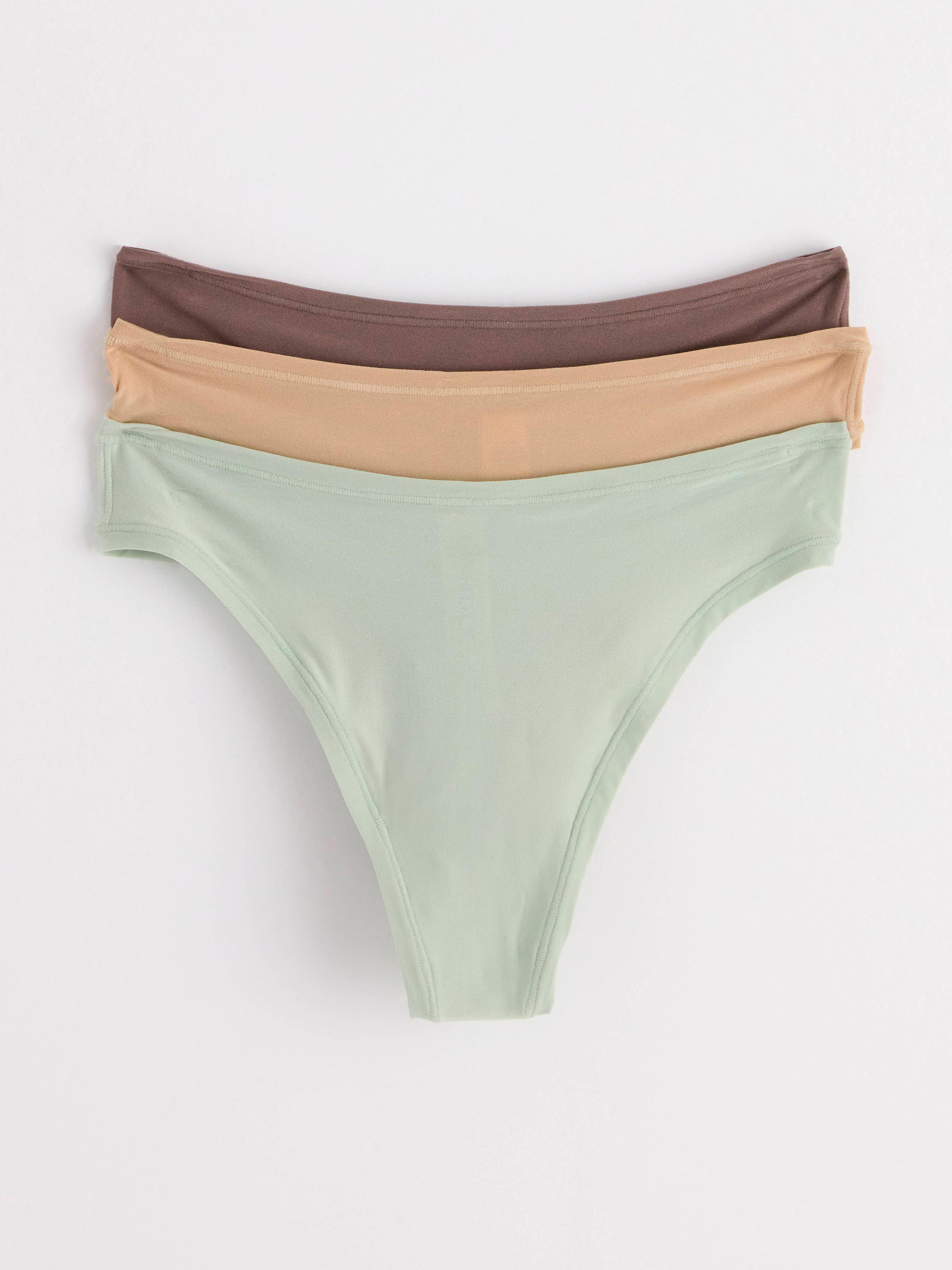 3-pack super stretch thongs regular waist Dark Dusty Brown