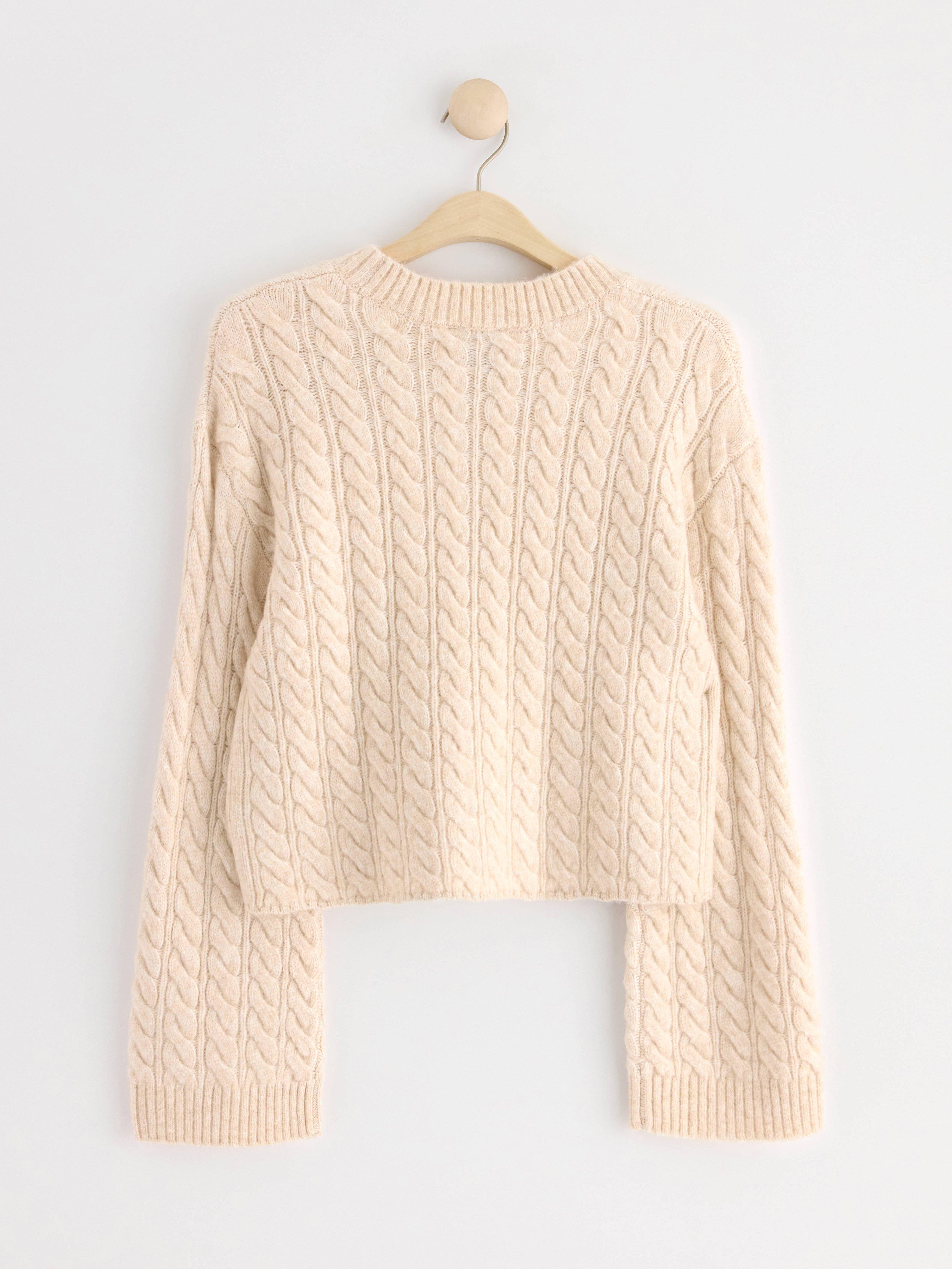 Cable-knit jumper Light Beige
