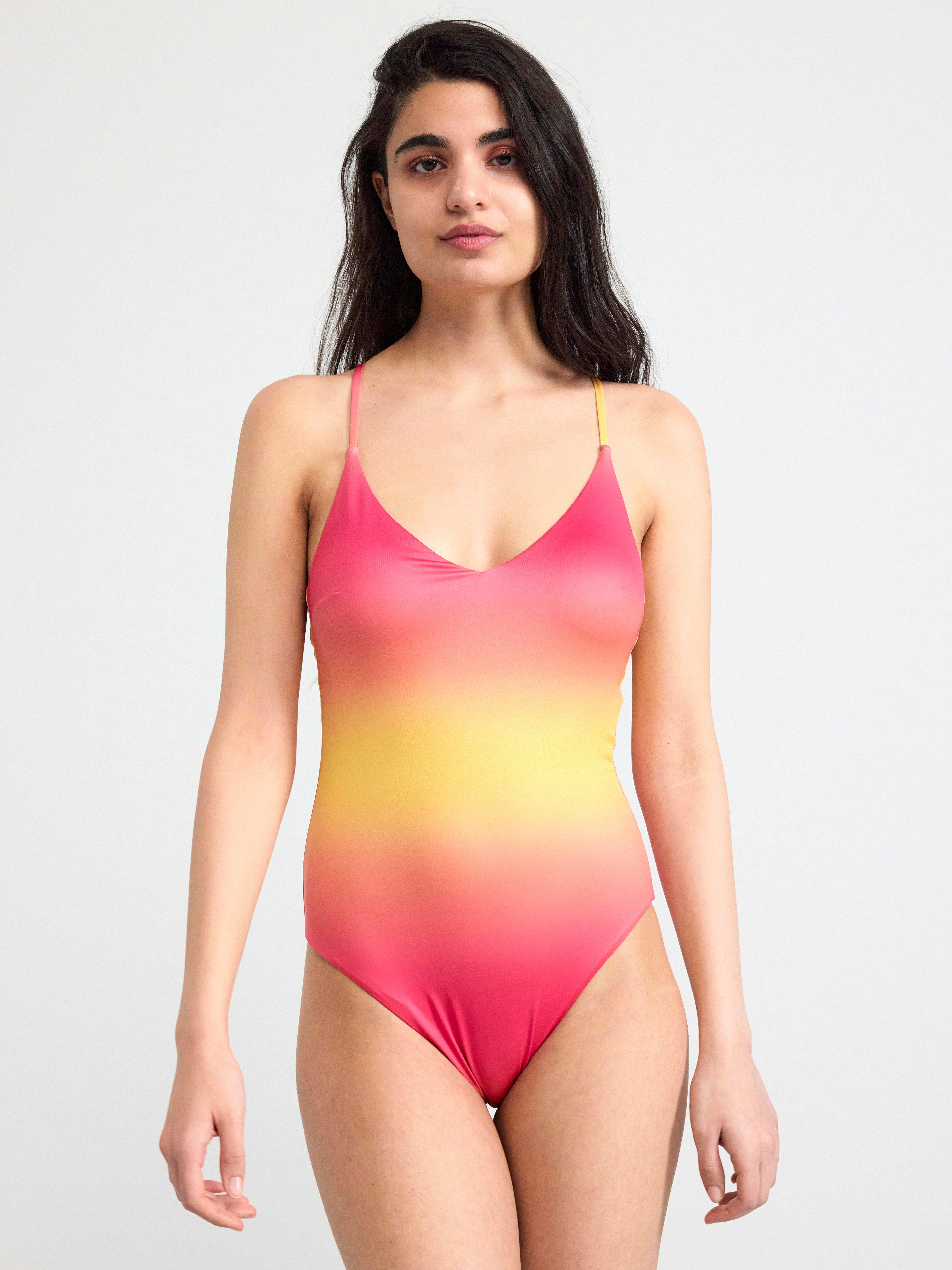 Swimsuit with colour gradient Dark Pink