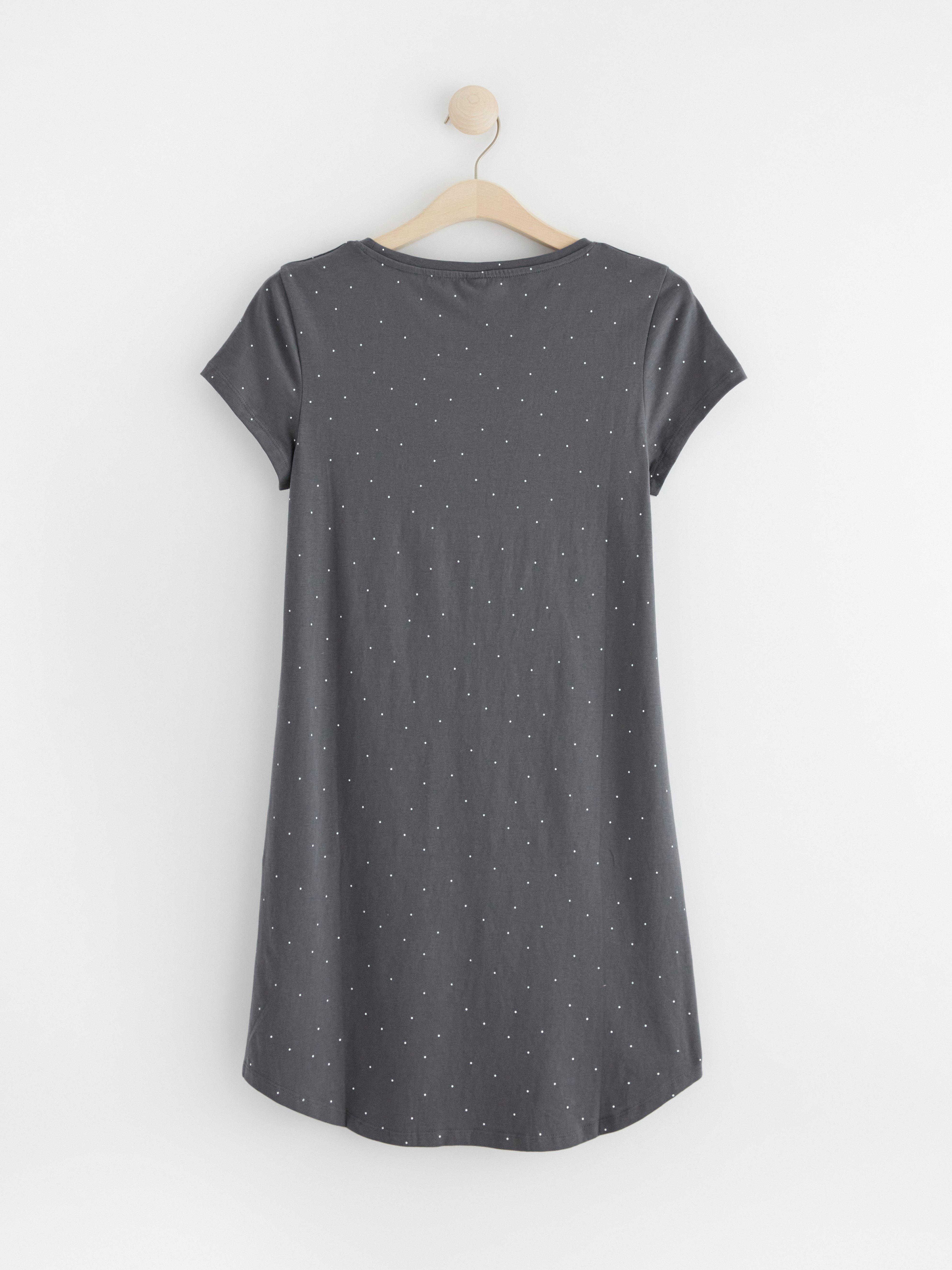 Night dress with dots Dark Grey